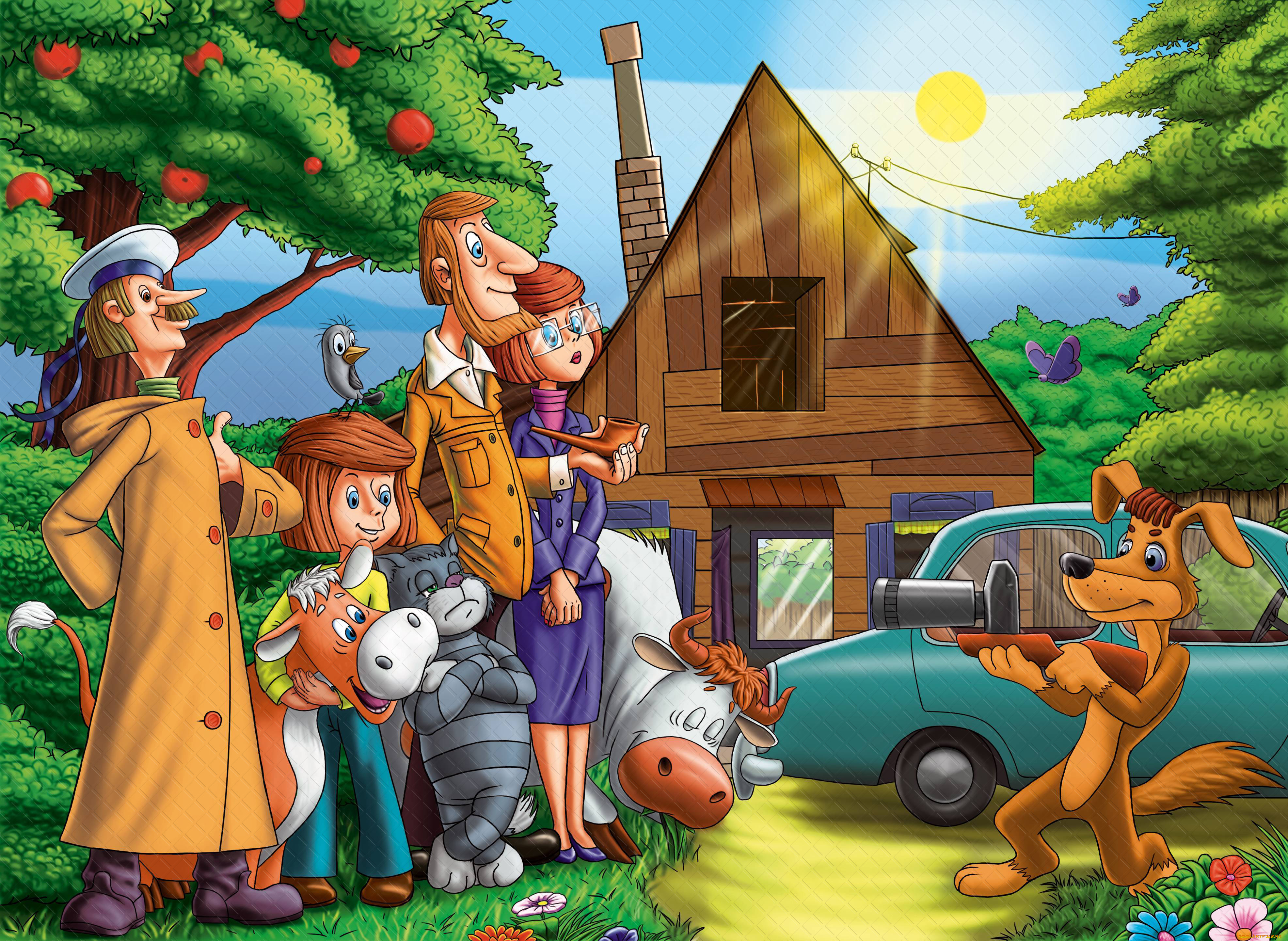 трое, из, простоквашино, мультфильмы, печкин, шарик, дядя, федор, матроскин