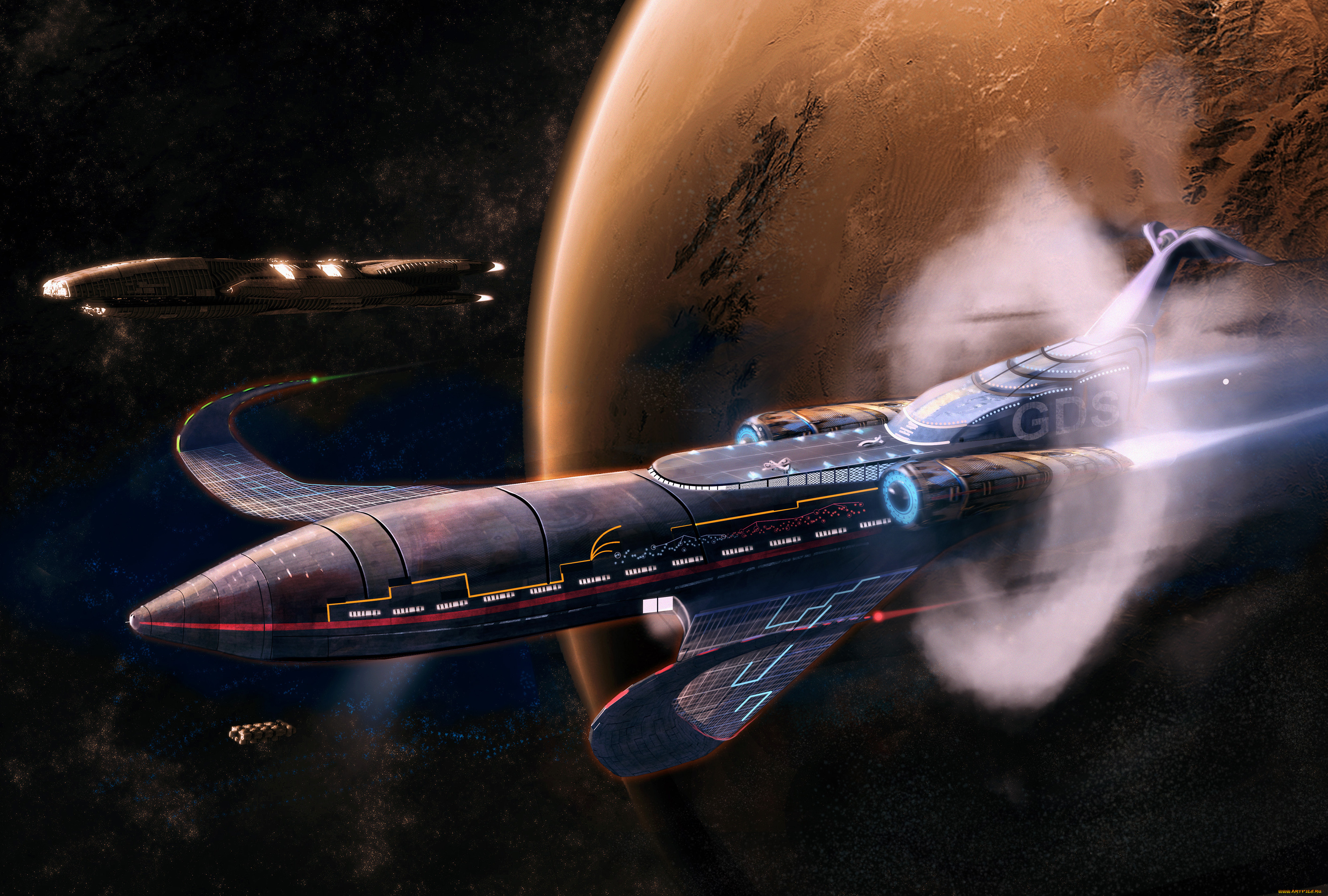 фэнтези, космические, корабли, звездолеты, станции, космос