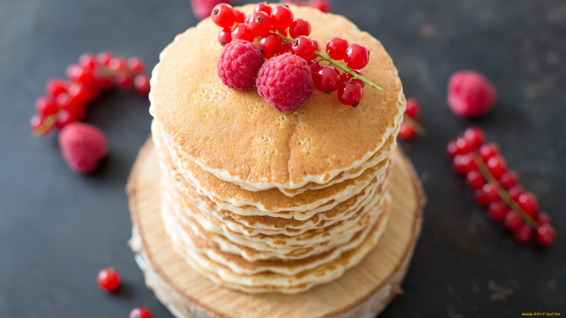 еда, блины, , оладьи, оладьи, малина, смородина