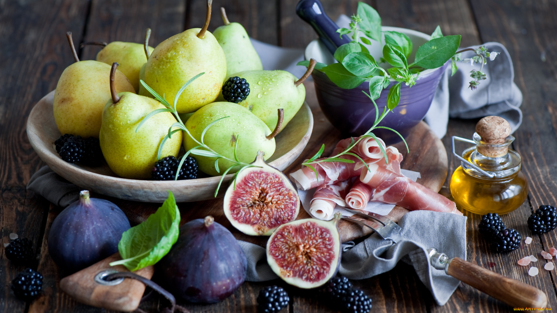 еда, фрукты, , ягоды, ежевика, бекон, груши, инжир