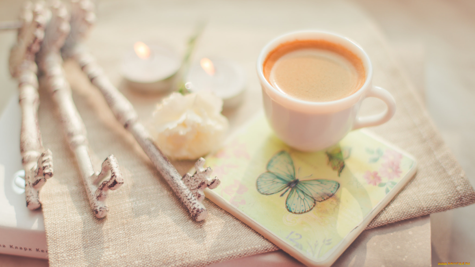 еда, кофе, , кофейные, зёрна, ключи, цветы, свечи