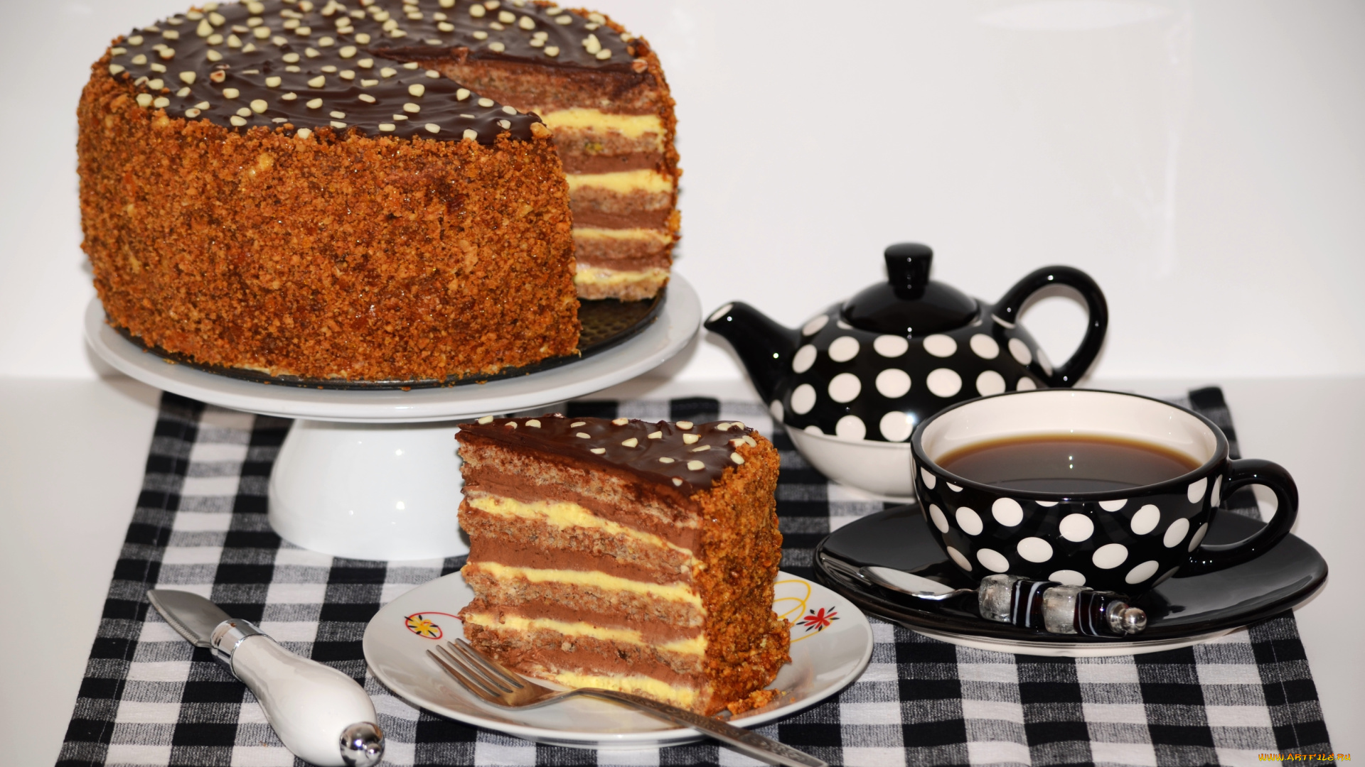 еда, торты, торт, чайник, чай