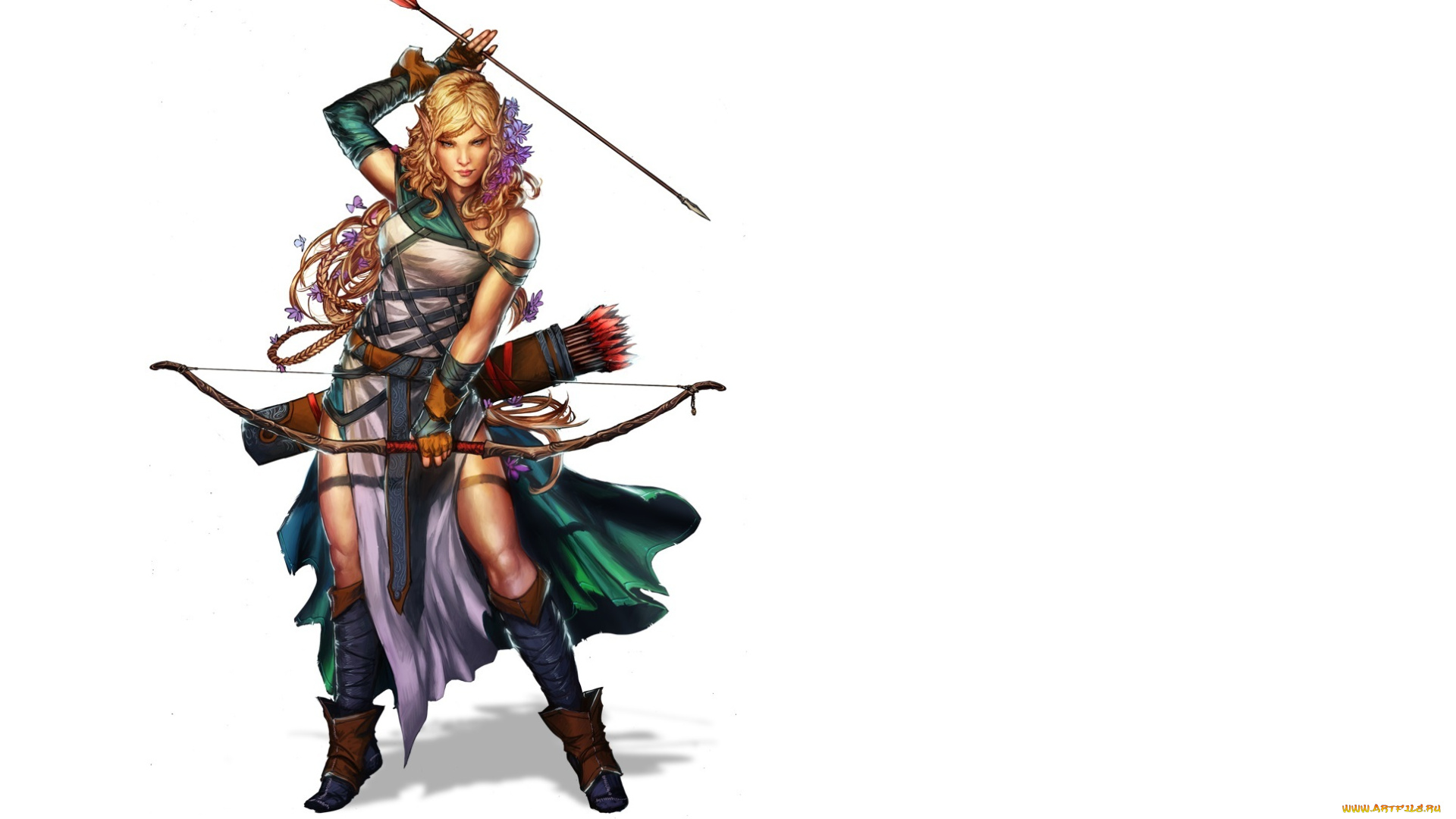 фэнтези, эльфы, взгляд, девушка, арт, фантастика, стрелы, лук, лучница