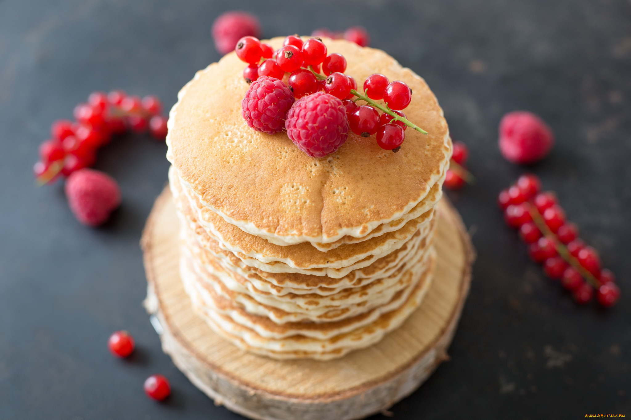 еда, блины, , оладьи, оладьи, малина, смородина