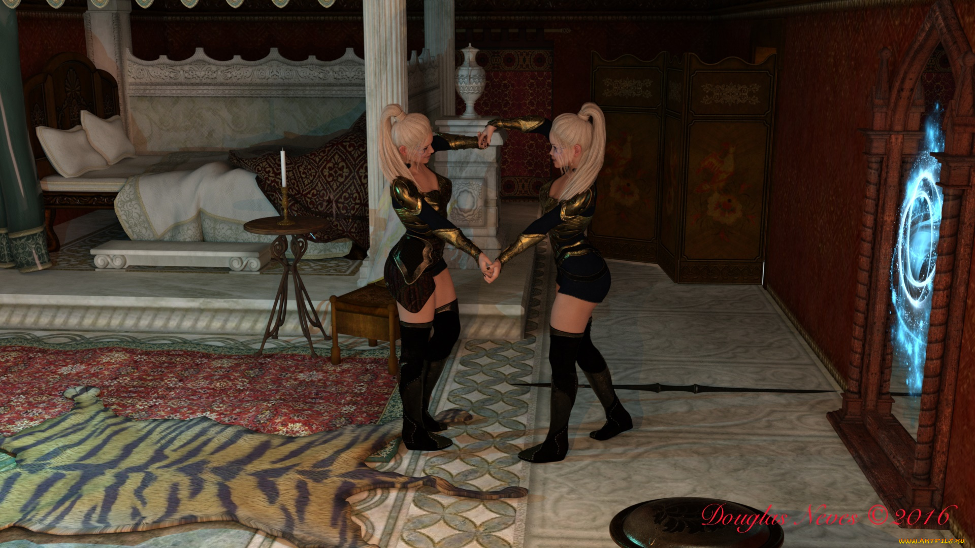 3д, графика, фантазия, , fantasy, девушки, фон, взгляд