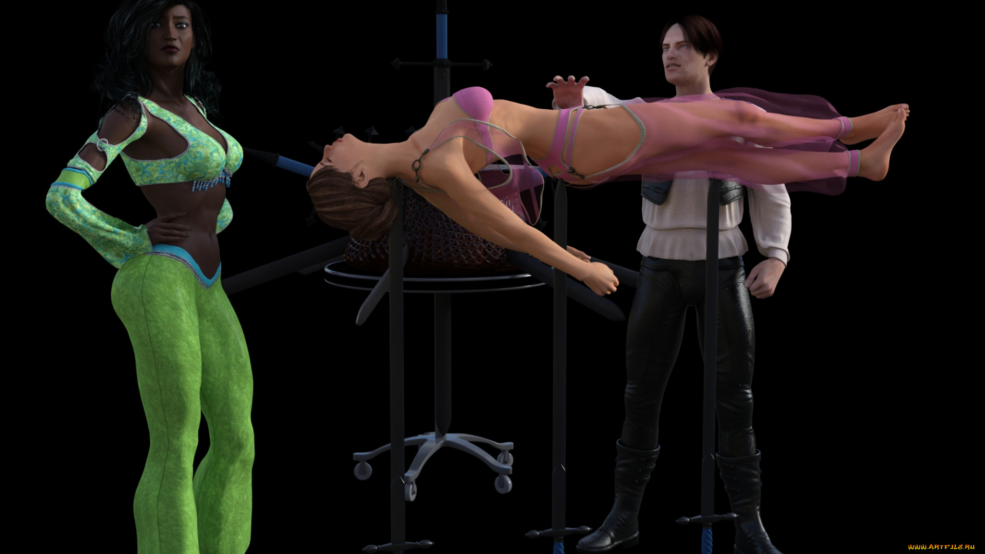 3д, графика, люди, , people, девушки, фон, взгляд, иллюзионисткы