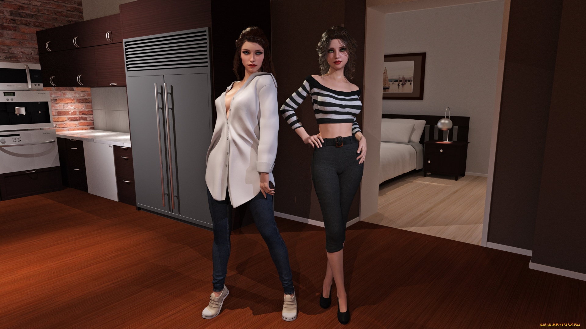 3д, графика, люди, , people, девушки, фон, взгляд