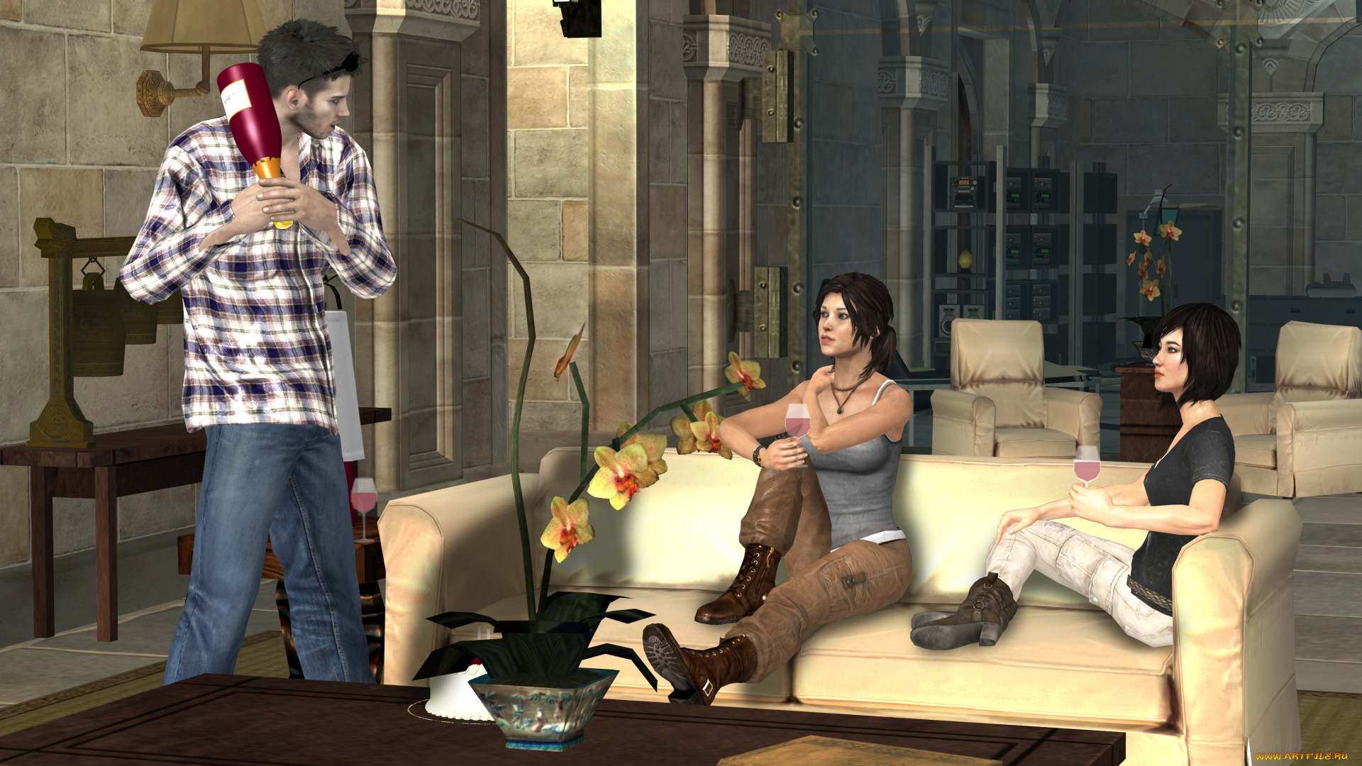 3д, графика, люди, , people, парень, фон, взгляд, девушки, праздник