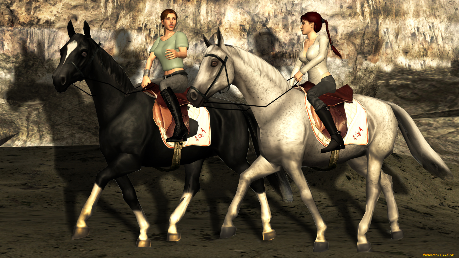 3д, графика, люди, и, животные, , people, and, animals, фон, девушки, взгляд, лошади