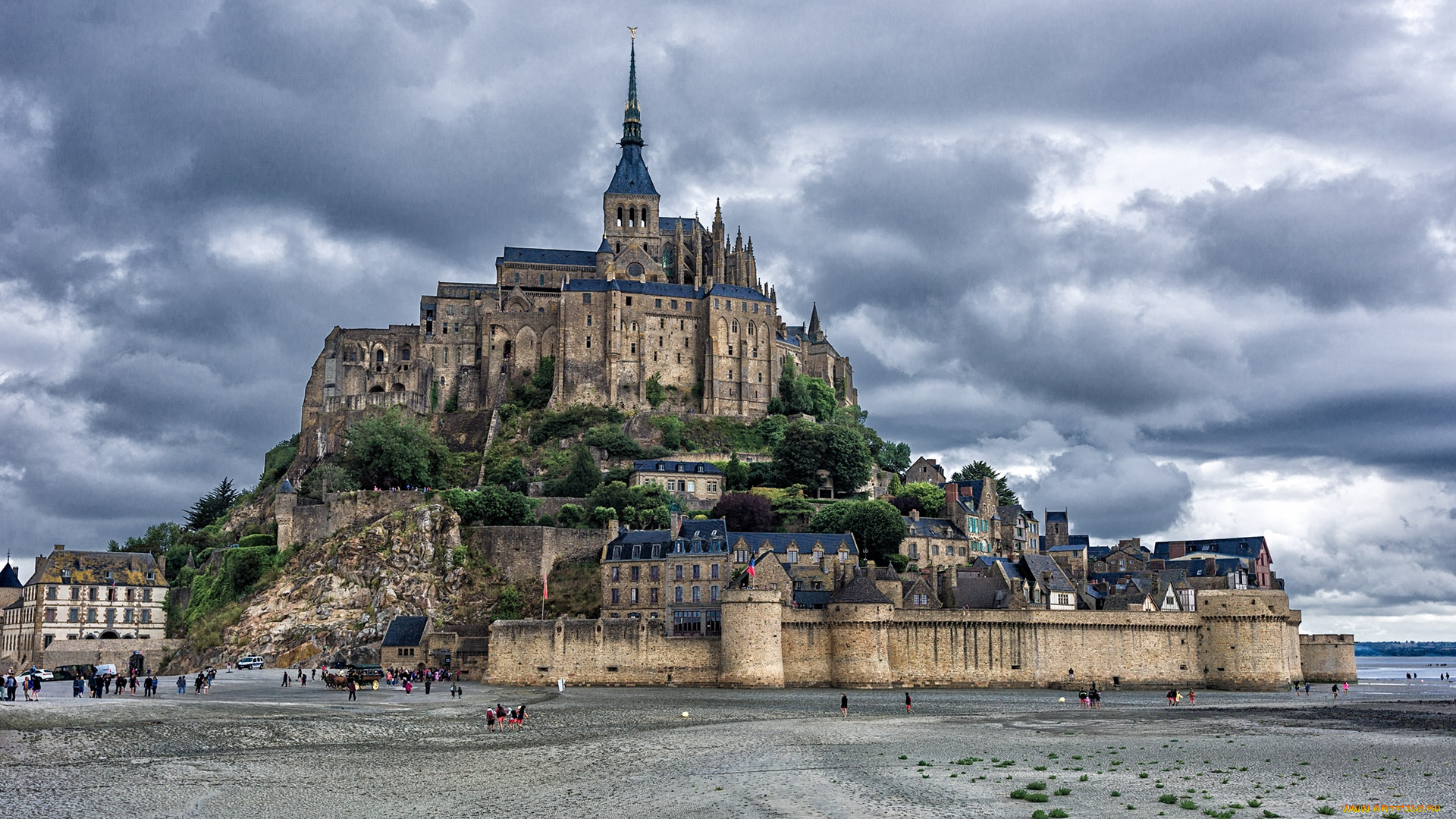 mont, saint, michel, города, замки, франции, остров