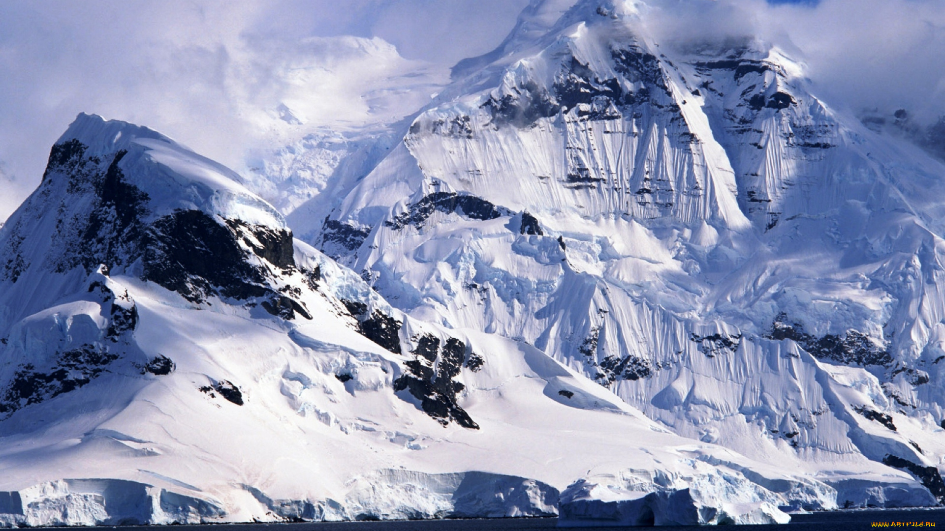 природа, горы, лед, снег, море, скалы