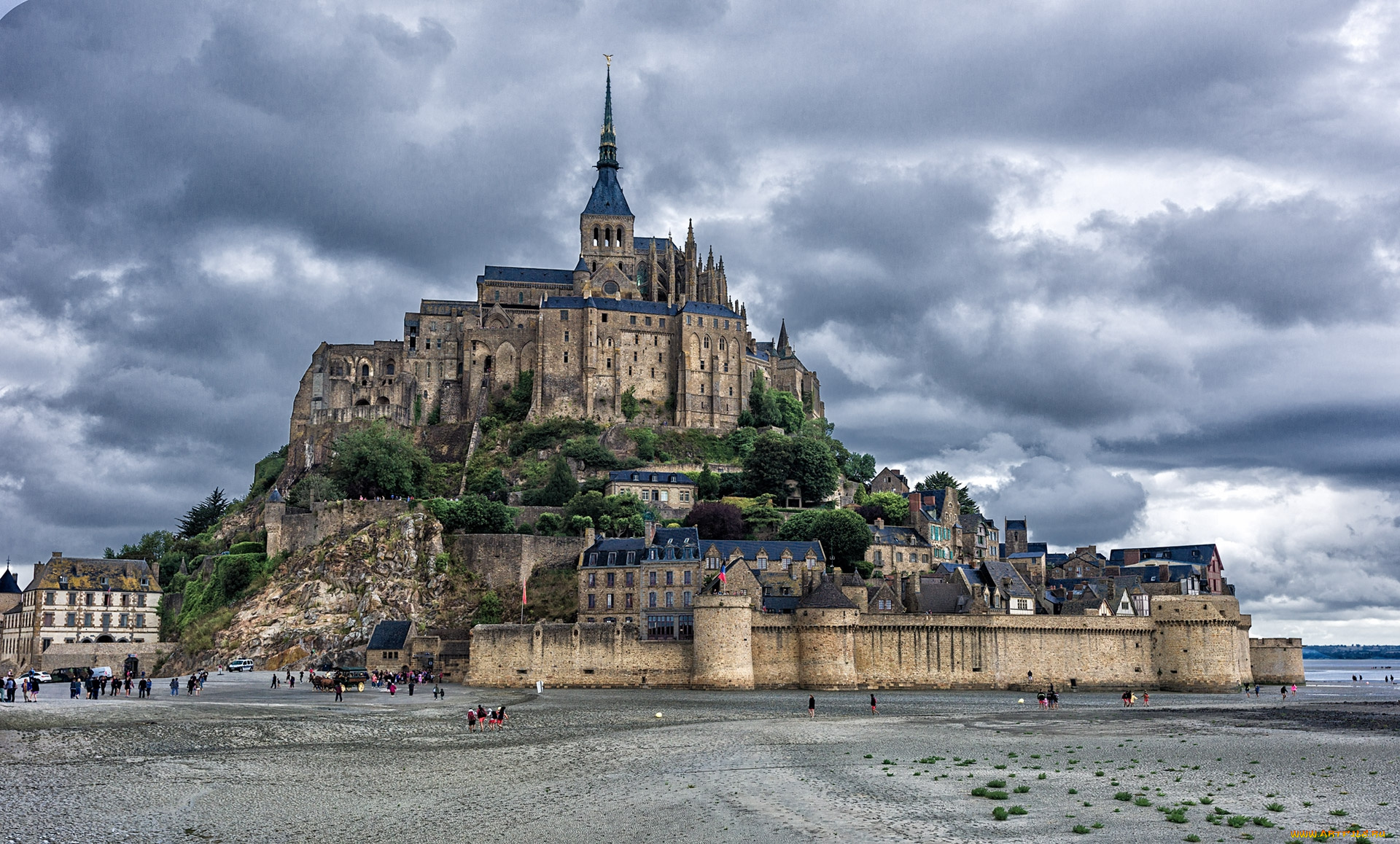 mont, saint, michel, города, замки, франции, остров