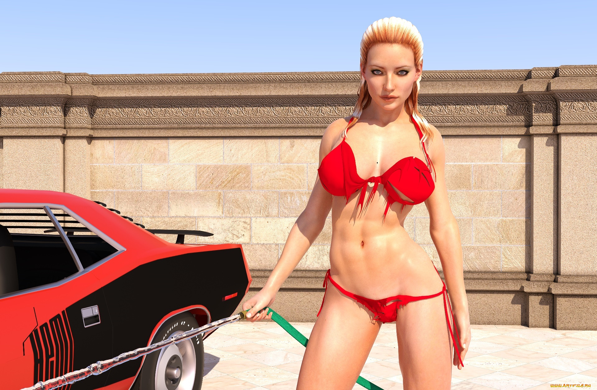 3д, графика, люди-авто, мото, , people-, car, , , moto, автомобиль, фон, взгляд, девушка