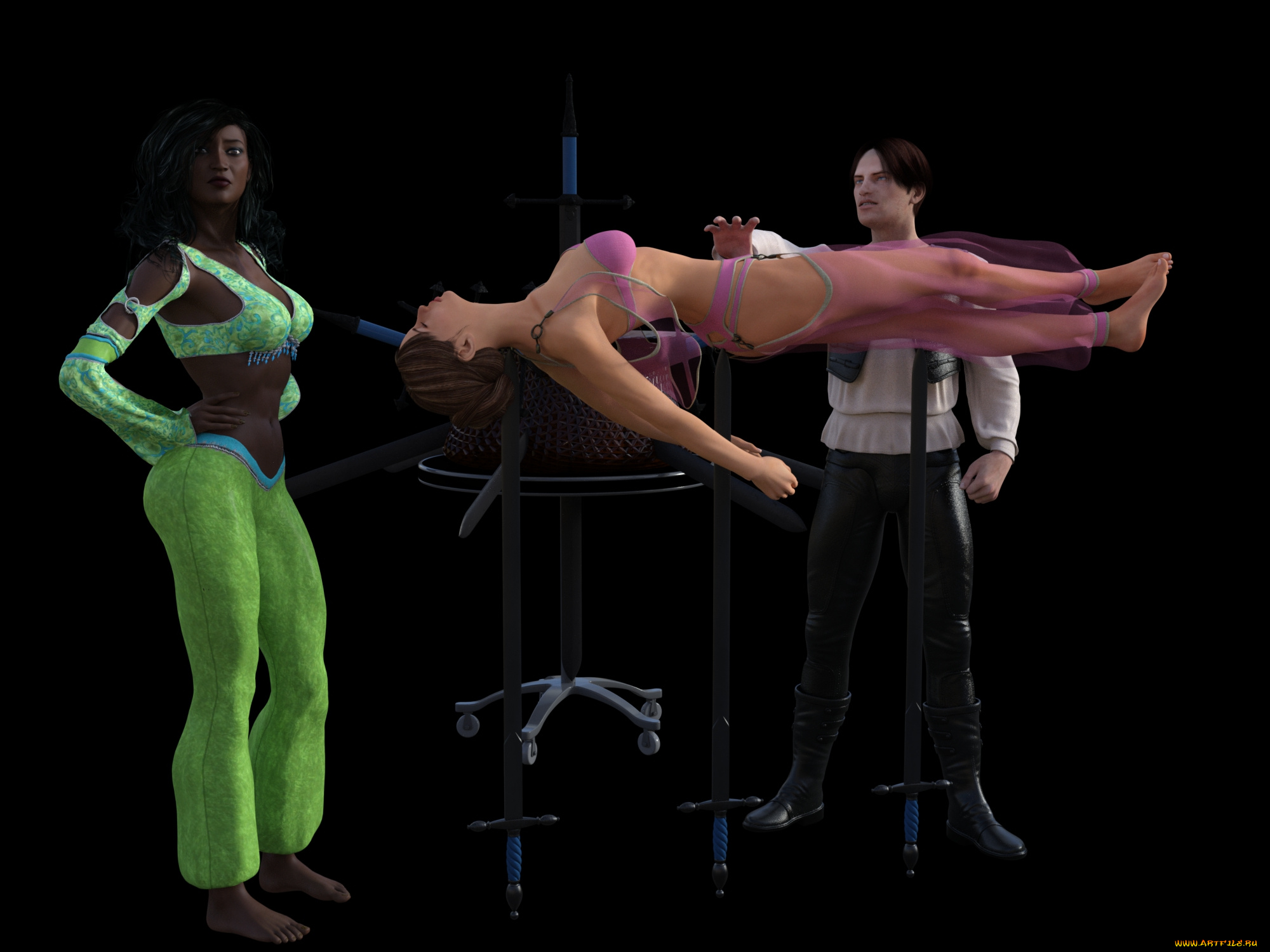 3д, графика, люди, , people, девушки, фон, взгляд, иллюзионисткы