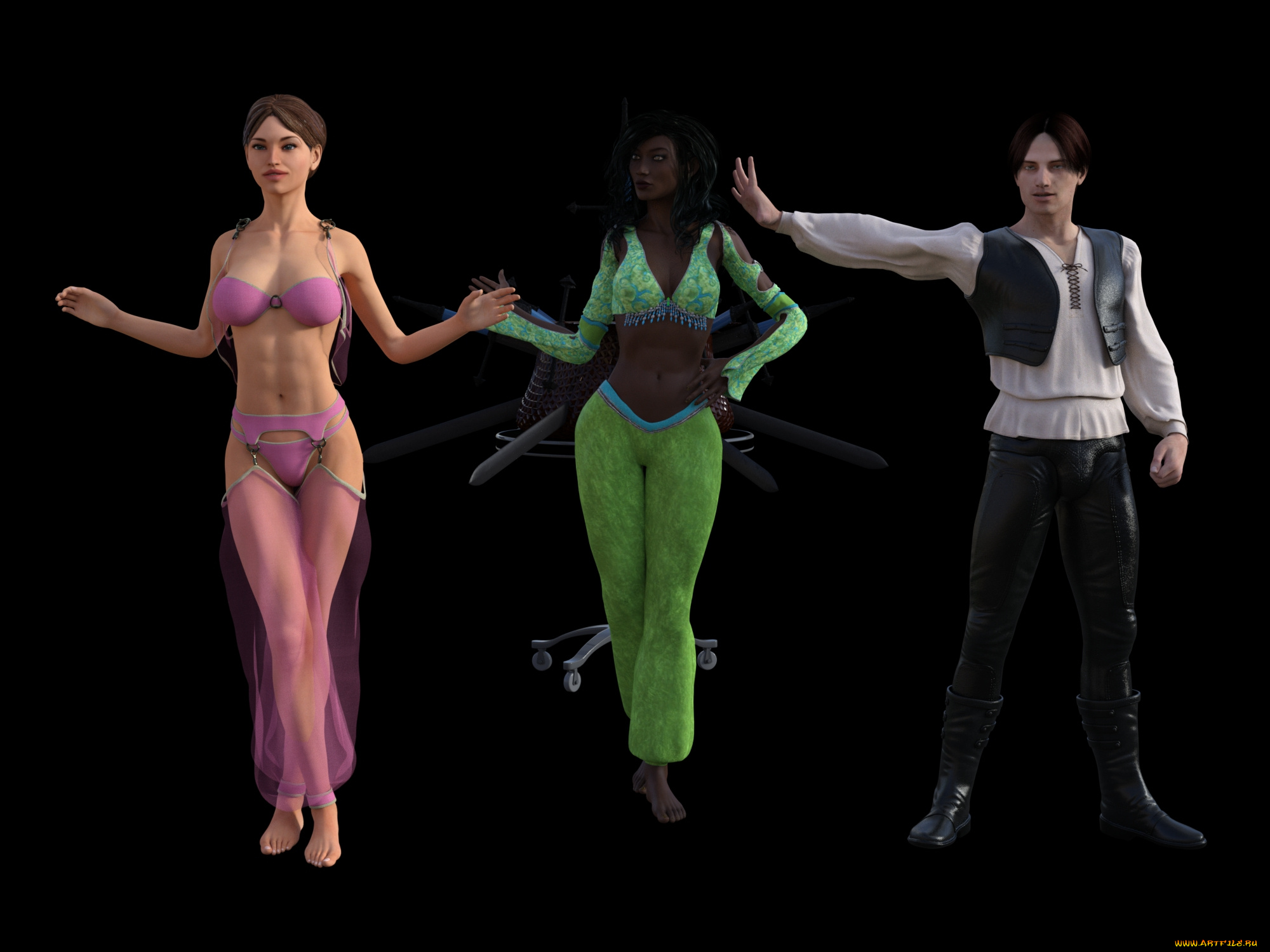 3д, графика, люди, , people, иллюзионисткы, фон, взгляд, девушки