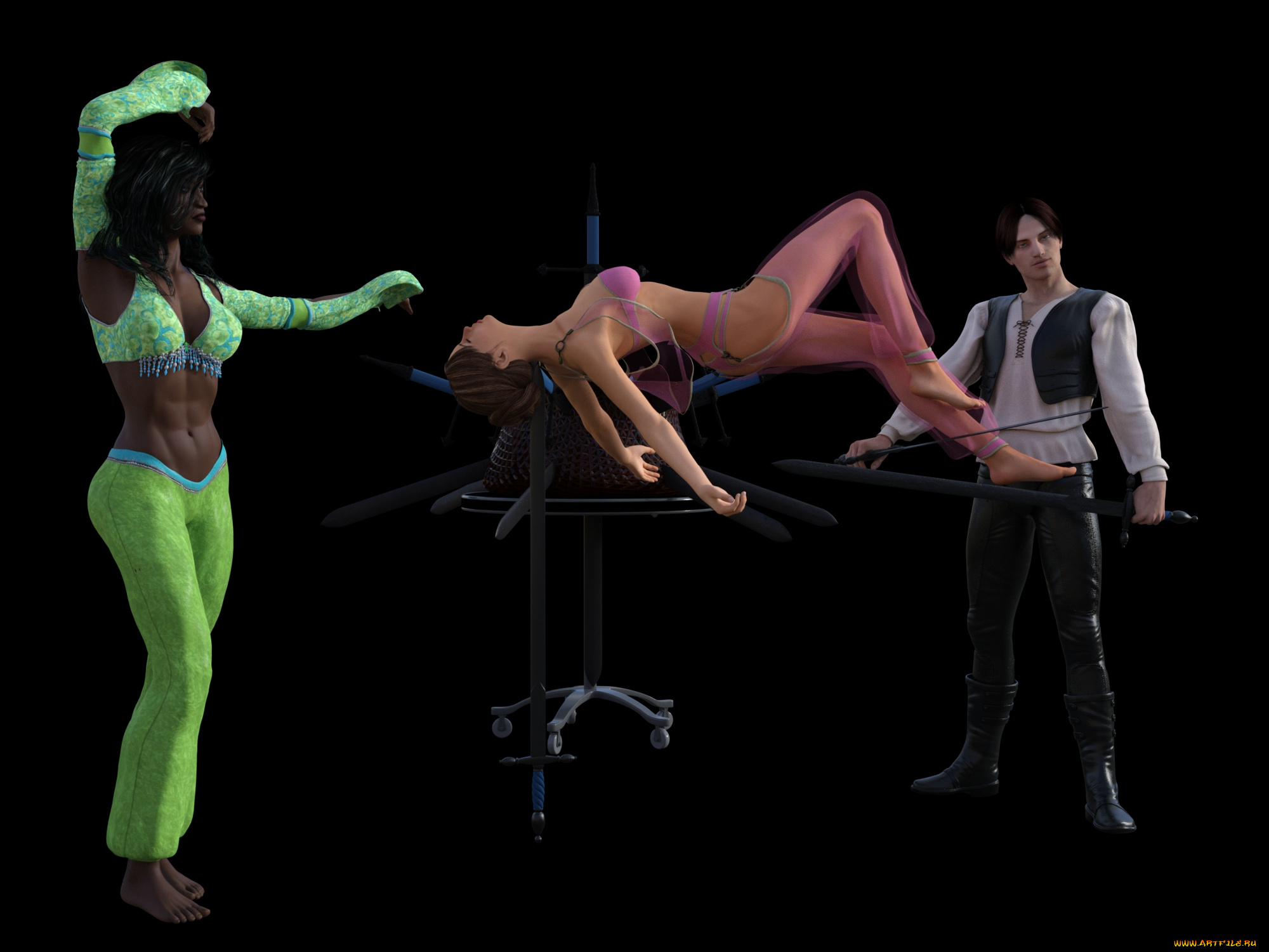 3д, графика, люди, , people, иллюзионисткы, взгляд, фон, девушки