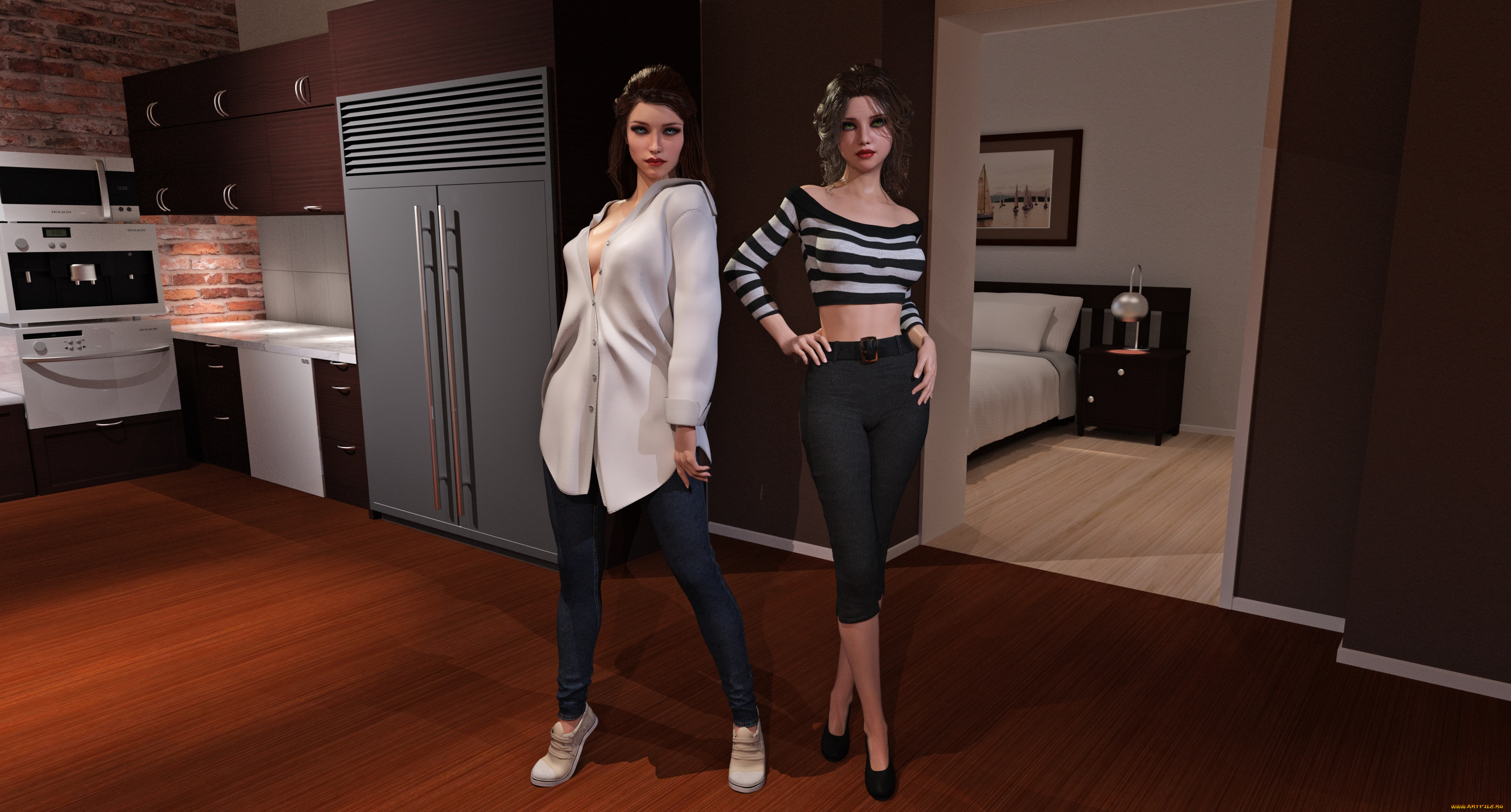 3д, графика, люди, , people, девушки, фон, взгляд