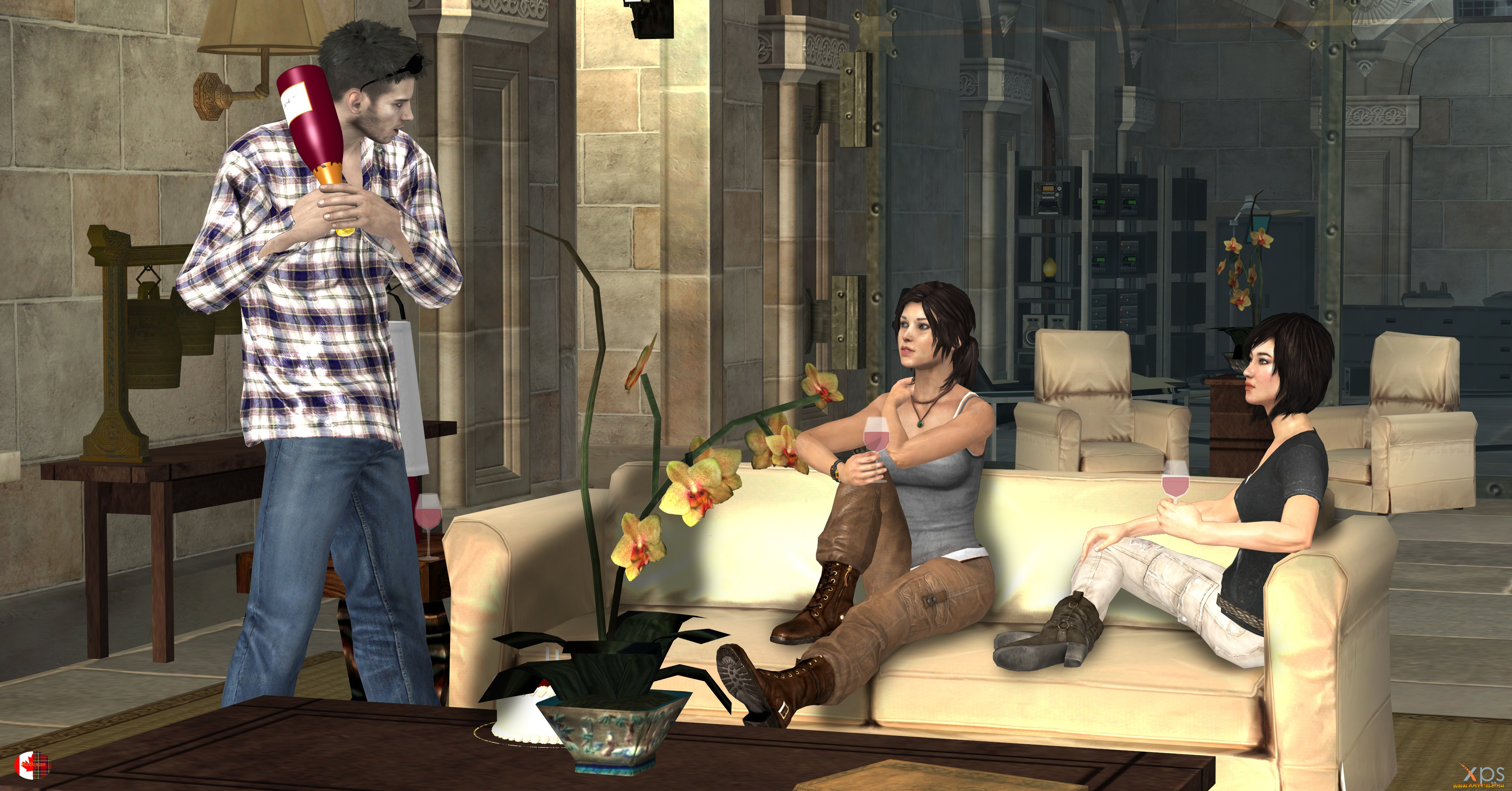 3д, графика, люди, , people, парень, фон, взгляд, девушки, праздник