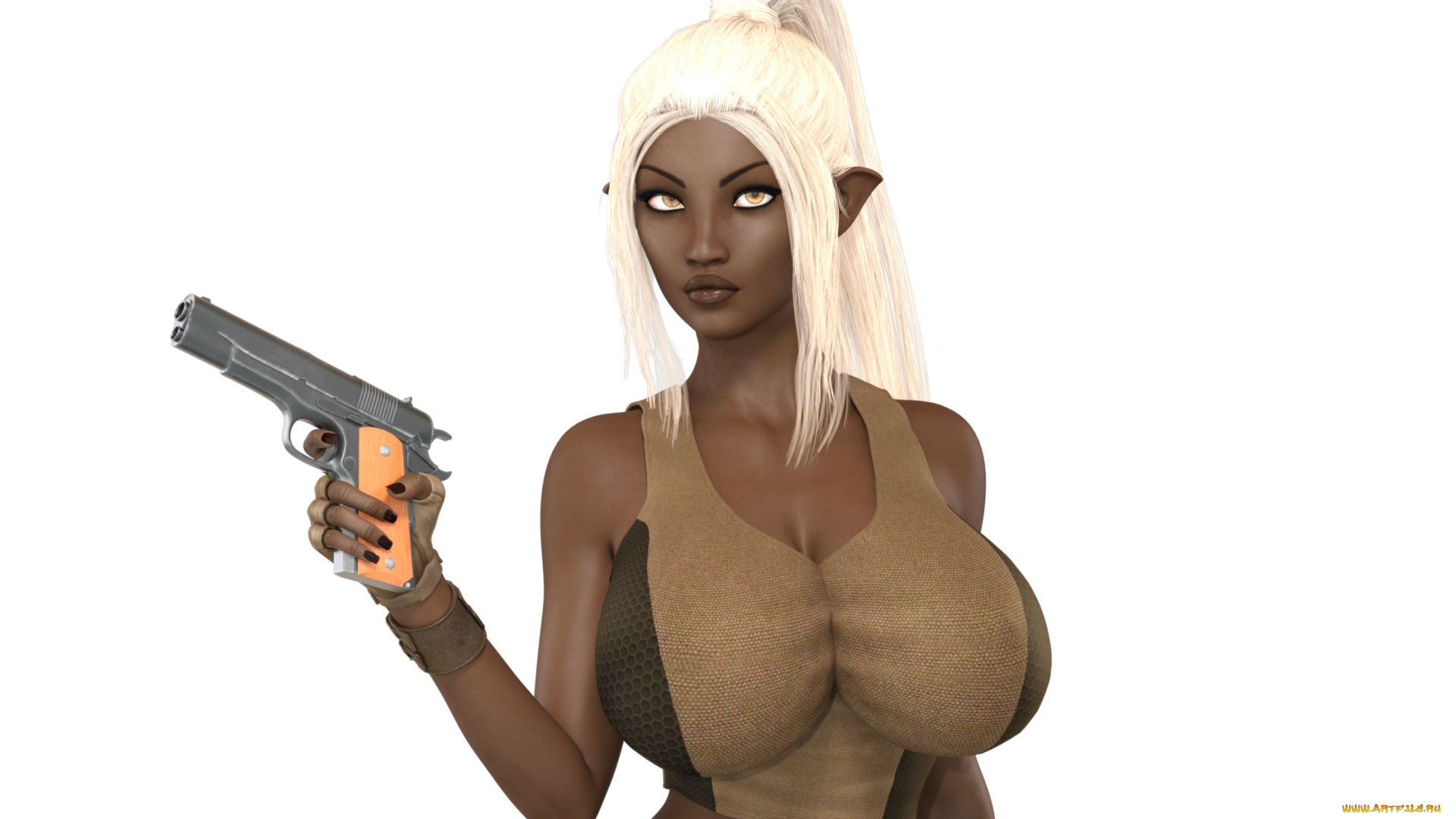 3д, графика, эльфы, , elves, эльфийка, взгляд, фон, оружие