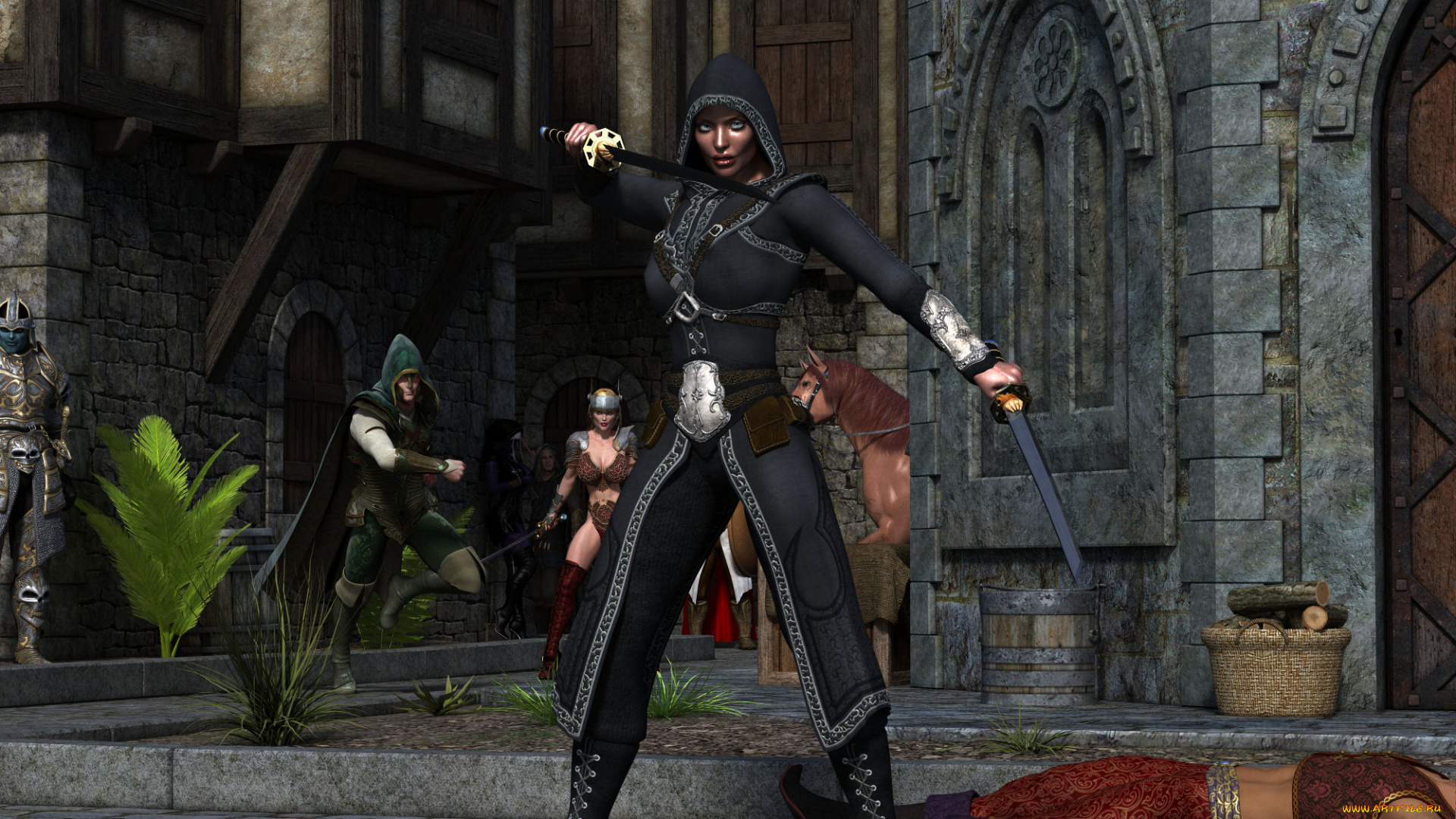 3д, графика, фантазия, , fantasy, девушка, взгляд, фон