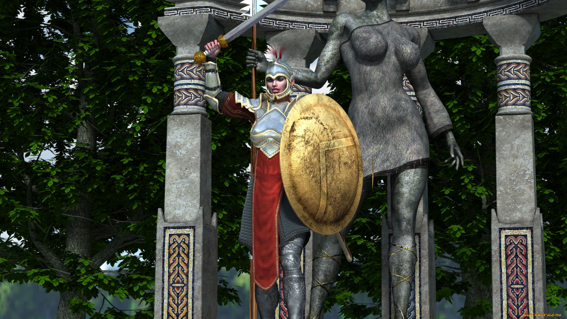 3д, графика, фантазия, , fantasy, девушка, взгляд, фон