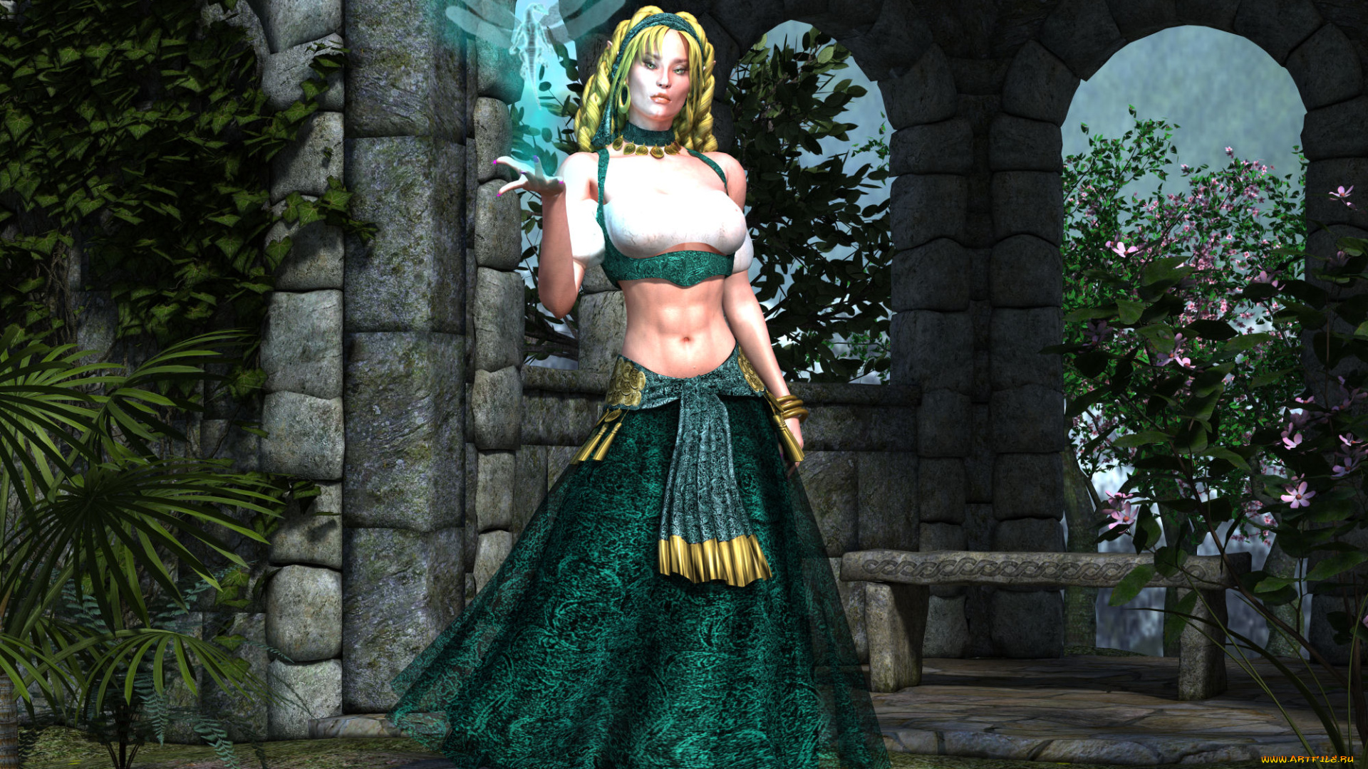 3д, графика, фантазия, , fantasy, девушка, взгляд, фон