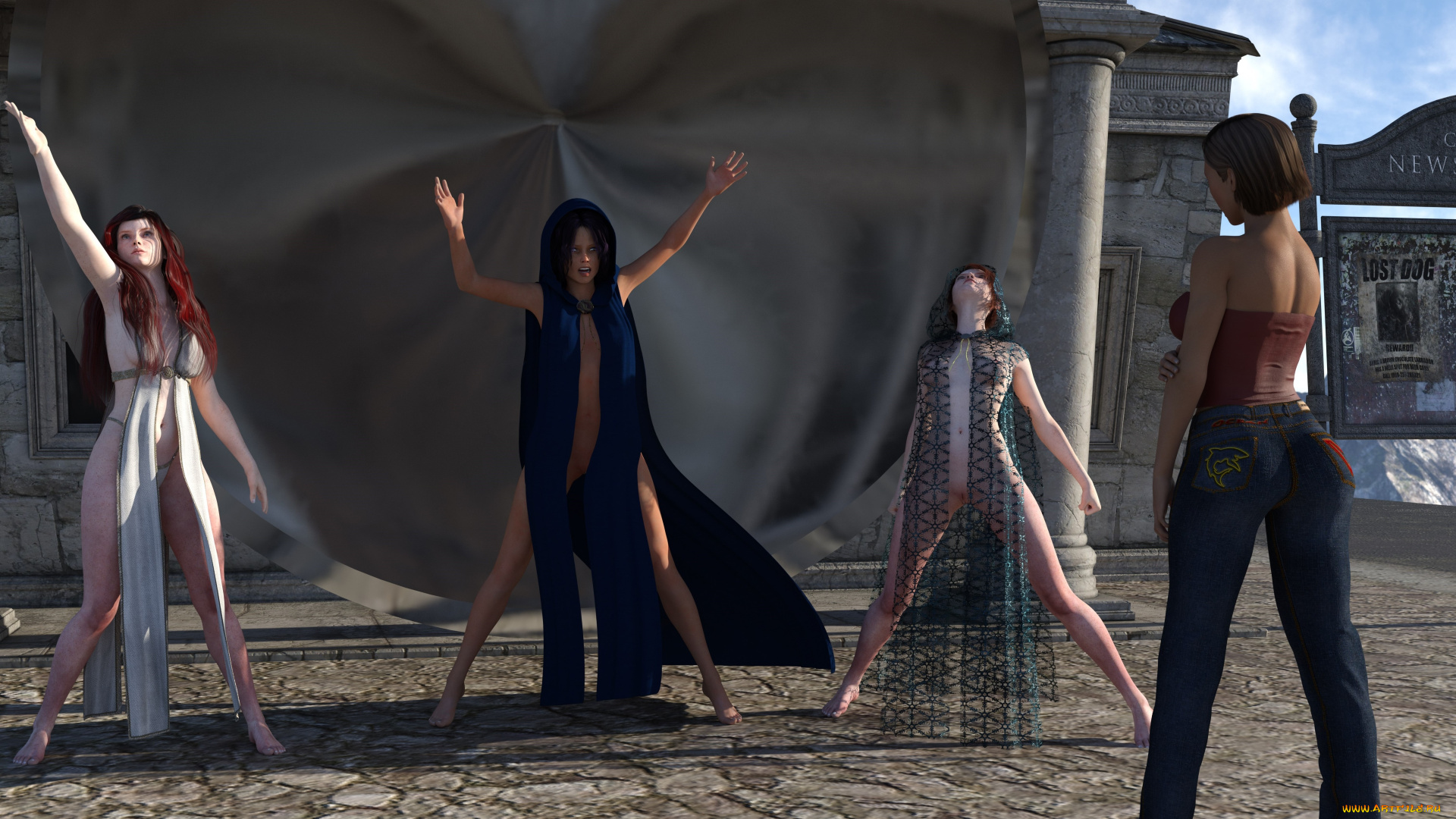 3д, графика, фантазия, , fantasy, девушки, взгляд, фон