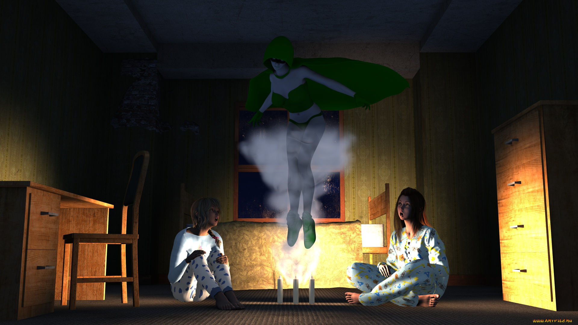 3д, графика, фантазия, , fantasy, девушки, взгляд, фон