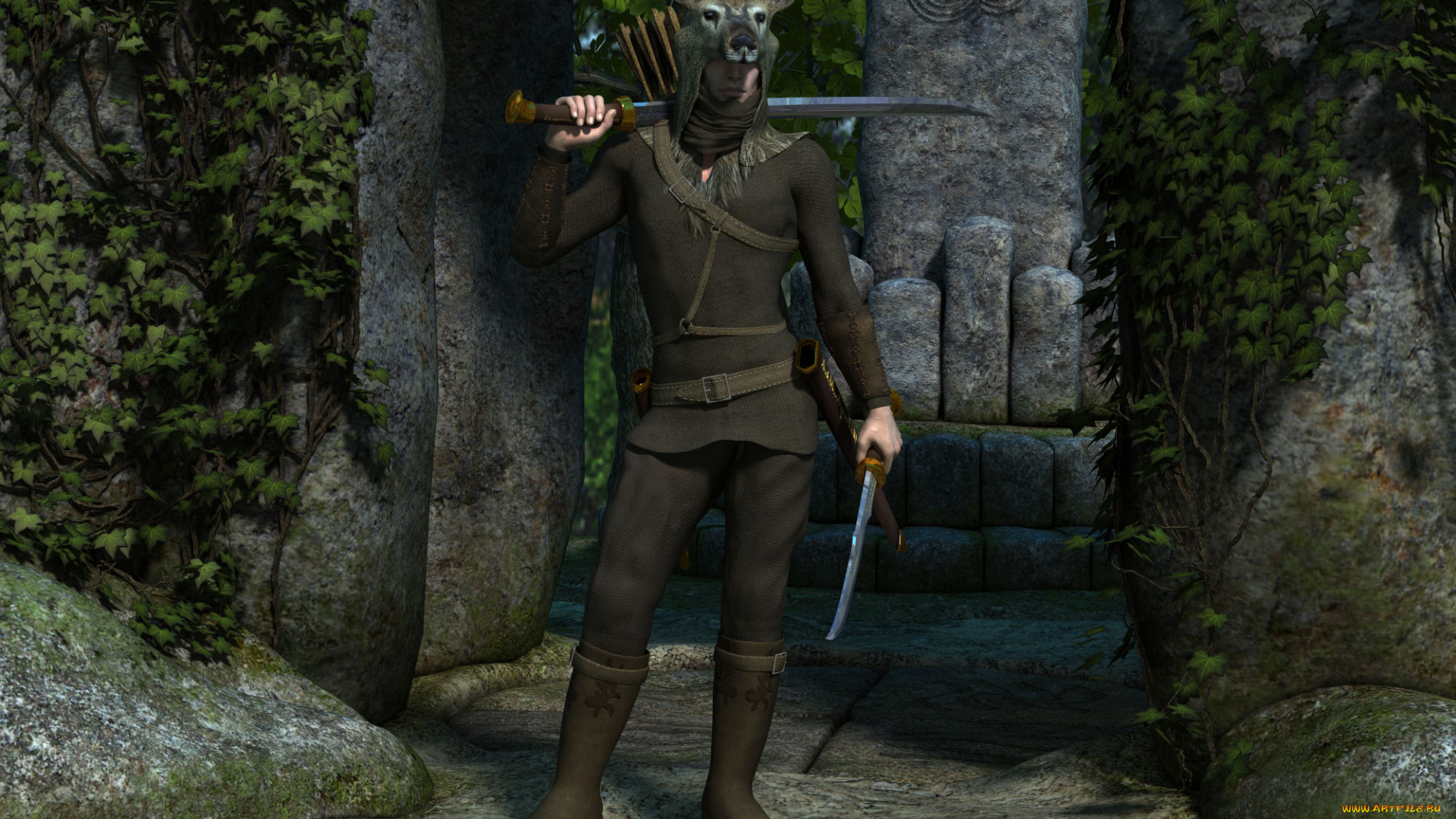 3д, графика, фантазия, , fantasy, мужчина, взгляд, фон