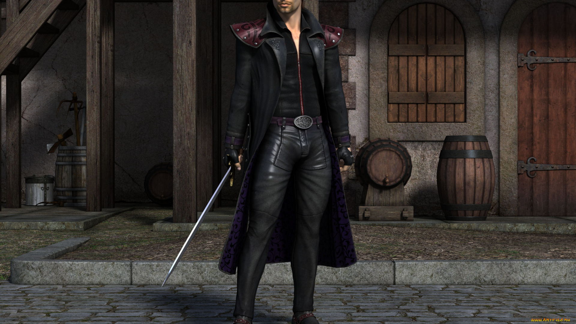 3д, графика, фантазия, , fantasy, мужчина, взгляд, фон, оружие