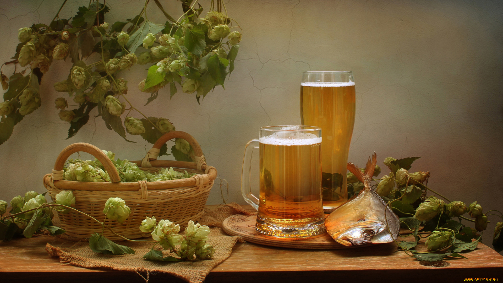 еда, напитки, , пиво, вомер, рыба, сентябрь, корзина, осень, пиво, хмель, натюрморт