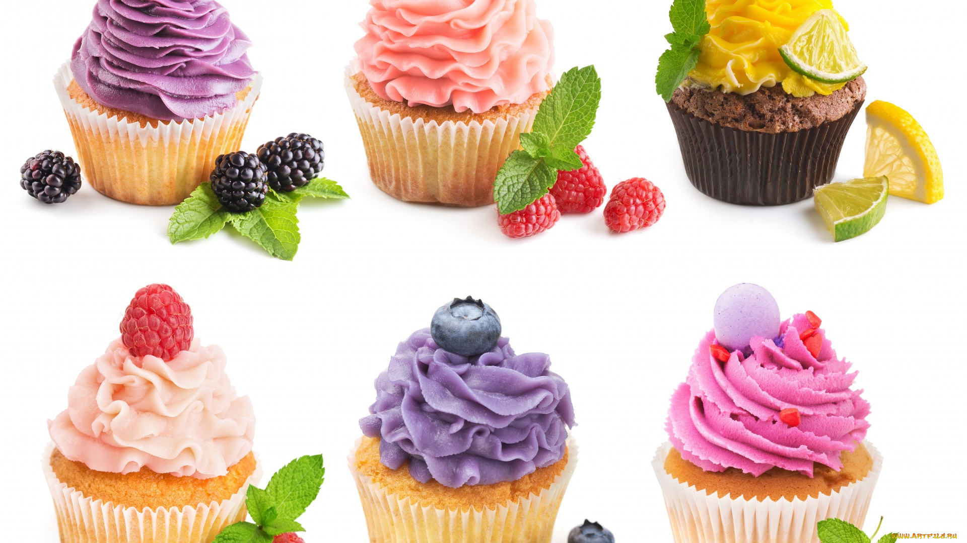 еда, пирожные, , кексы, , печенье, кексы, черника, дольки, ягоды, красная, смородина, ежевика, лимон, выпечка, сладкое, малина, крем, лайм, мята