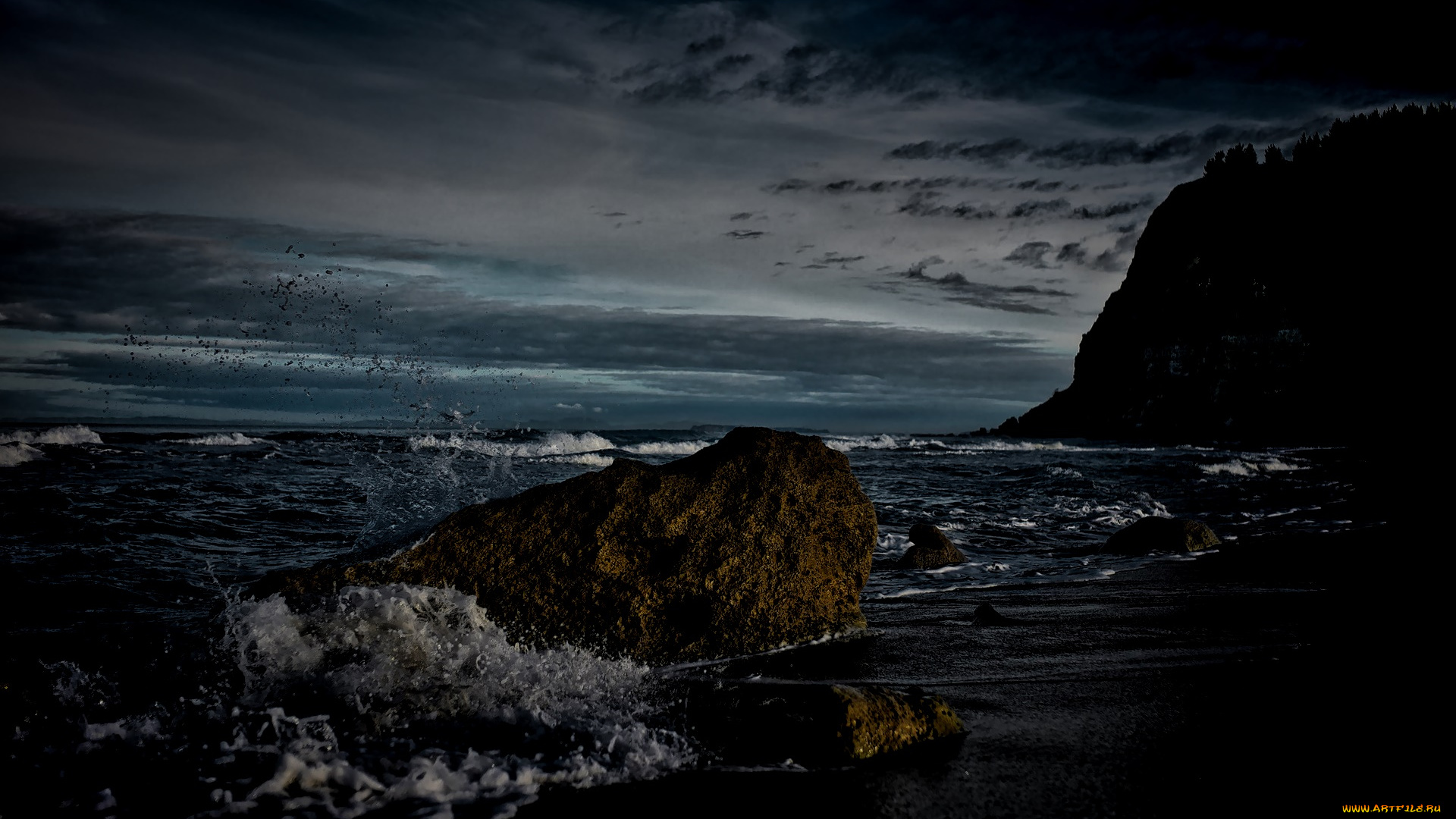 природа, побережье, море, камни