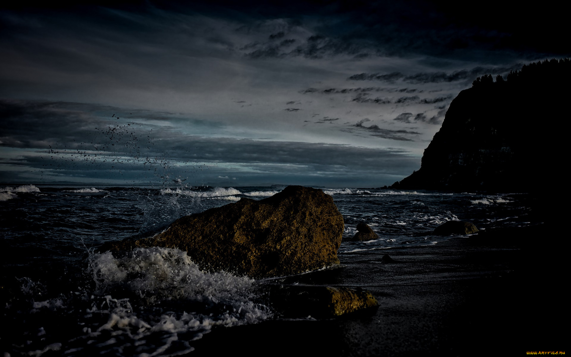 природа, побережье, море, камни