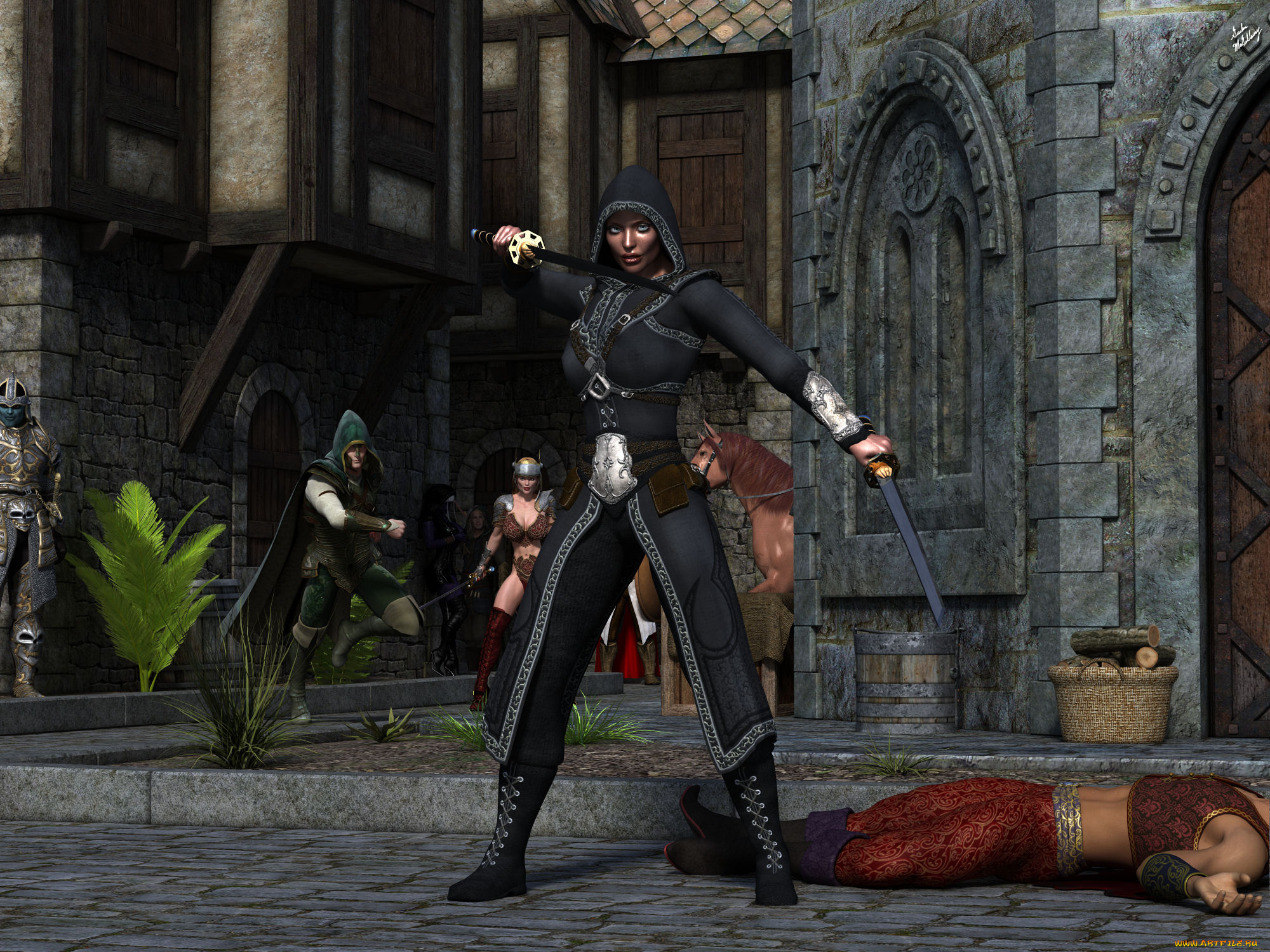 3д, графика, фантазия, , fantasy, девушка, взгляд, фон