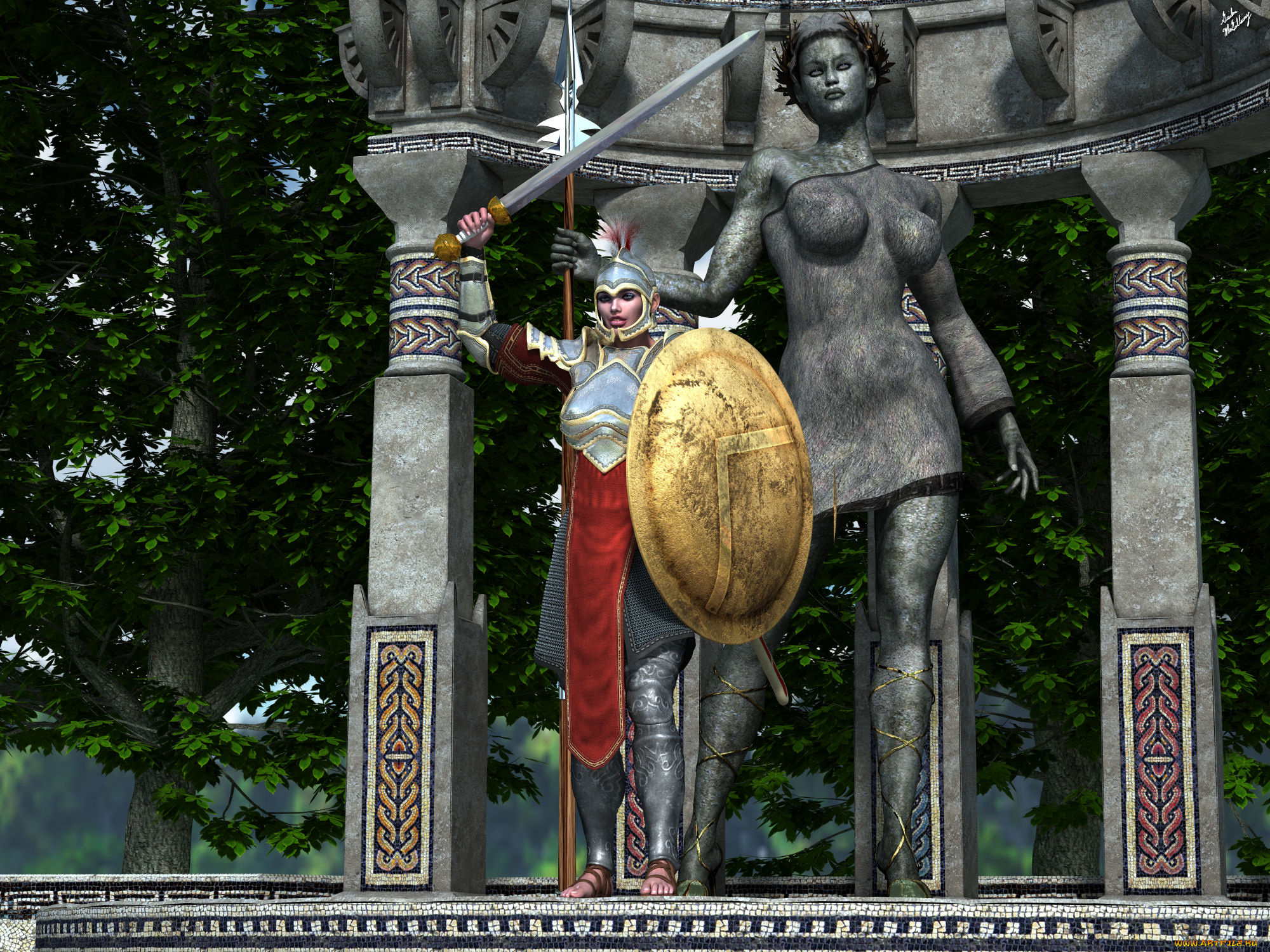 3д, графика, фантазия, , fantasy, девушка, взгляд, фон