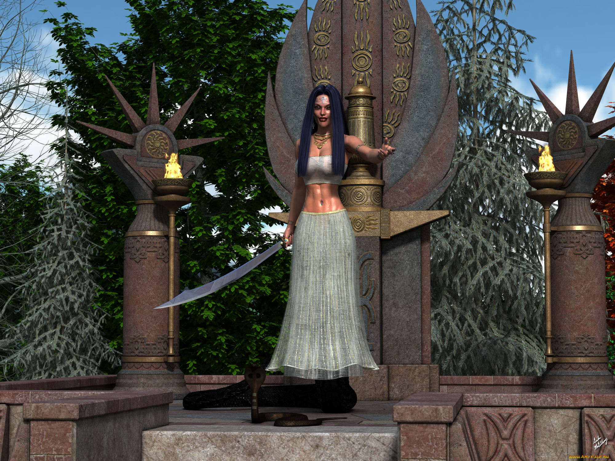 3д, графика, фантазия, , fantasy, девушка, взгляд, фон