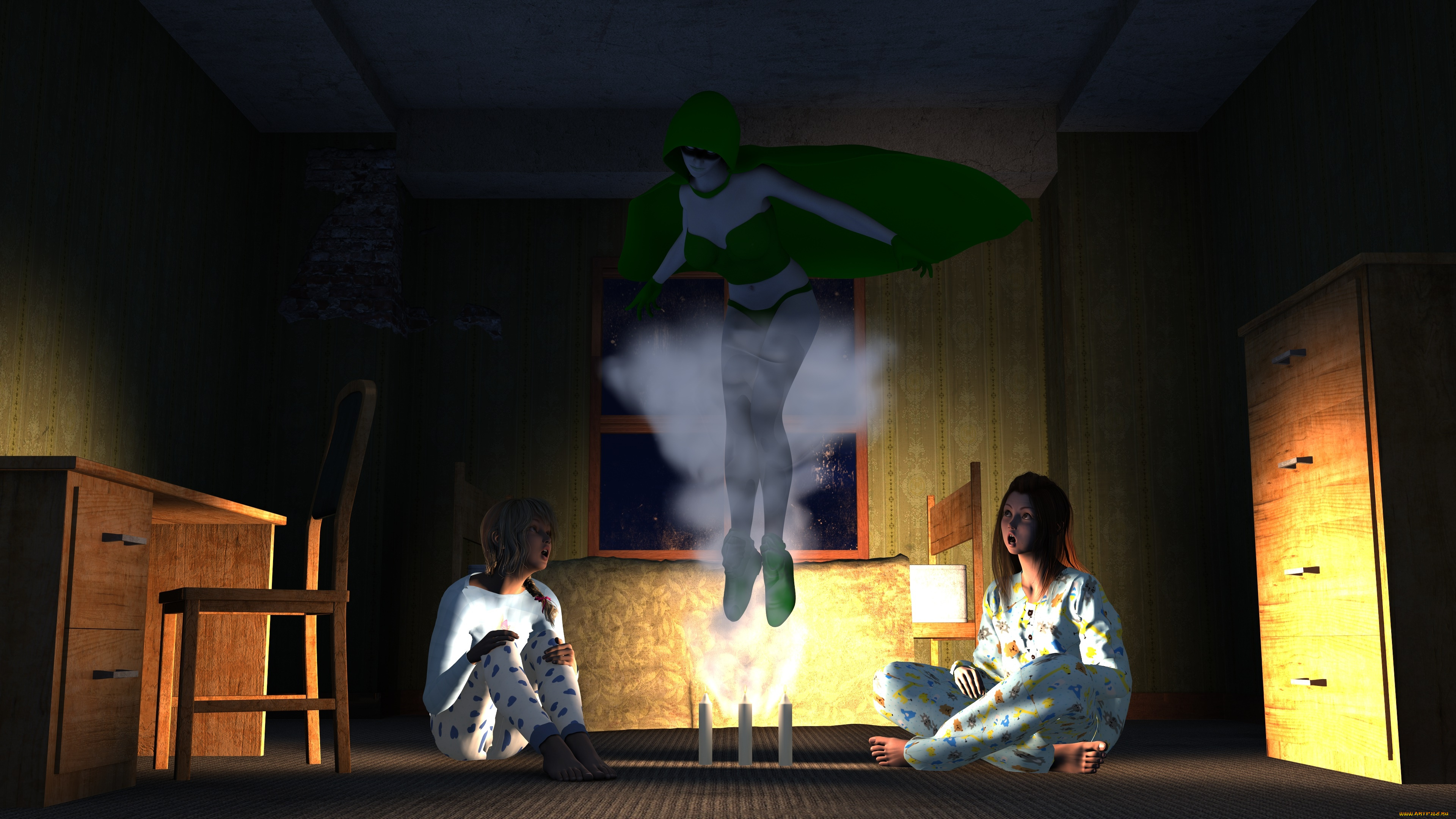 3д, графика, фантазия, , fantasy, девушки, взгляд, фон