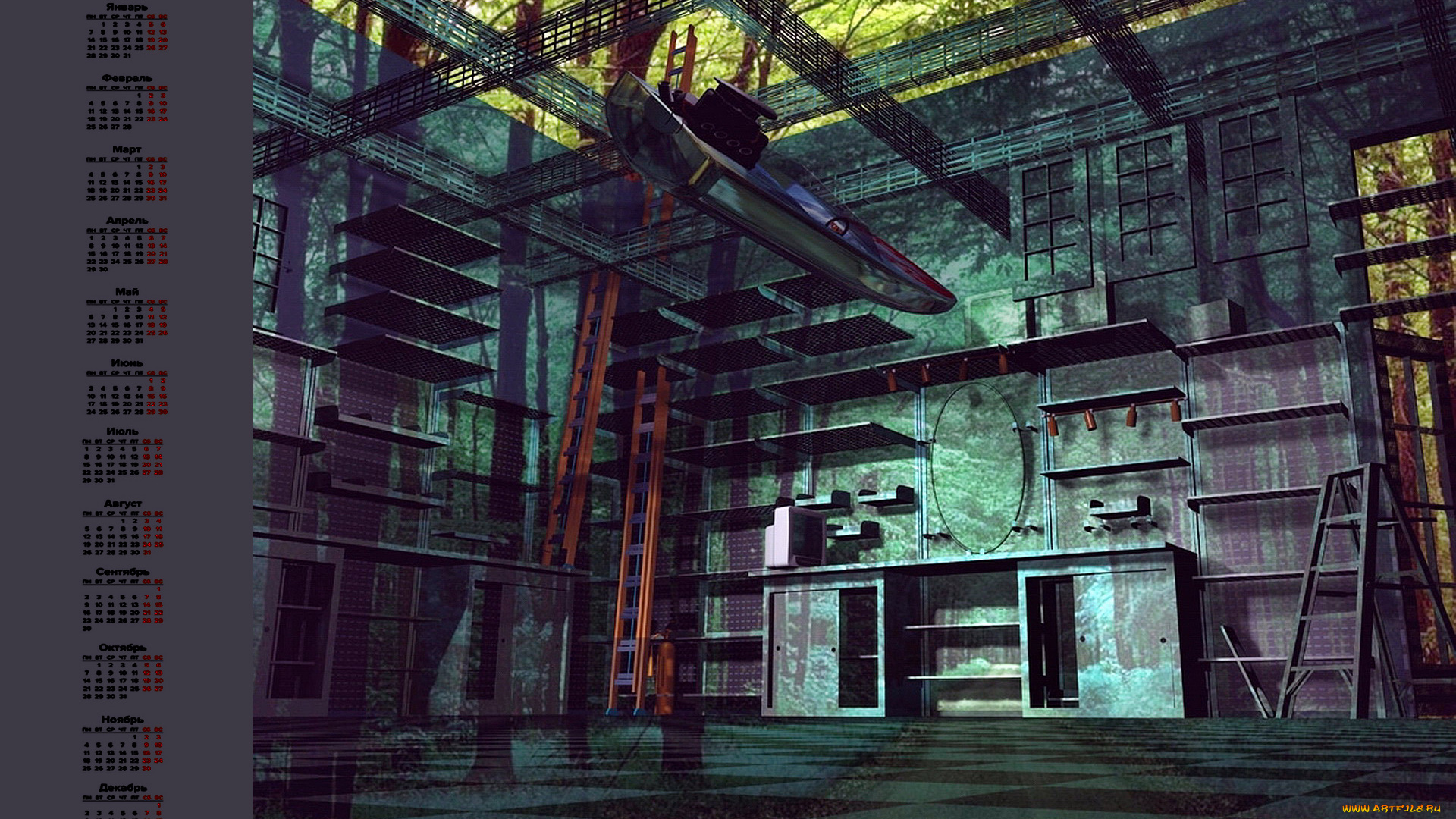 календари, 3д-графика, мебель