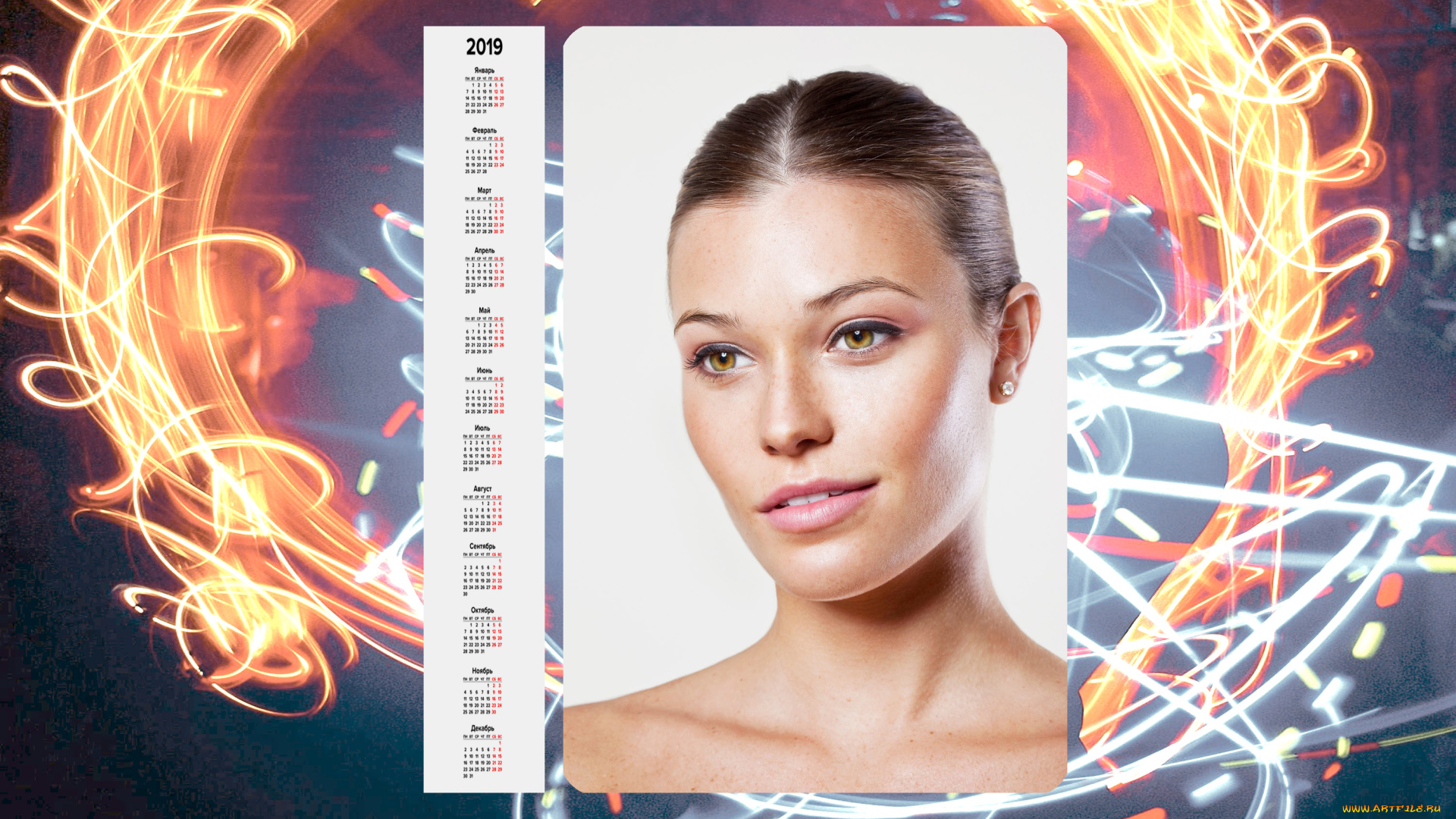 календари, девушки, взгляд, лицо