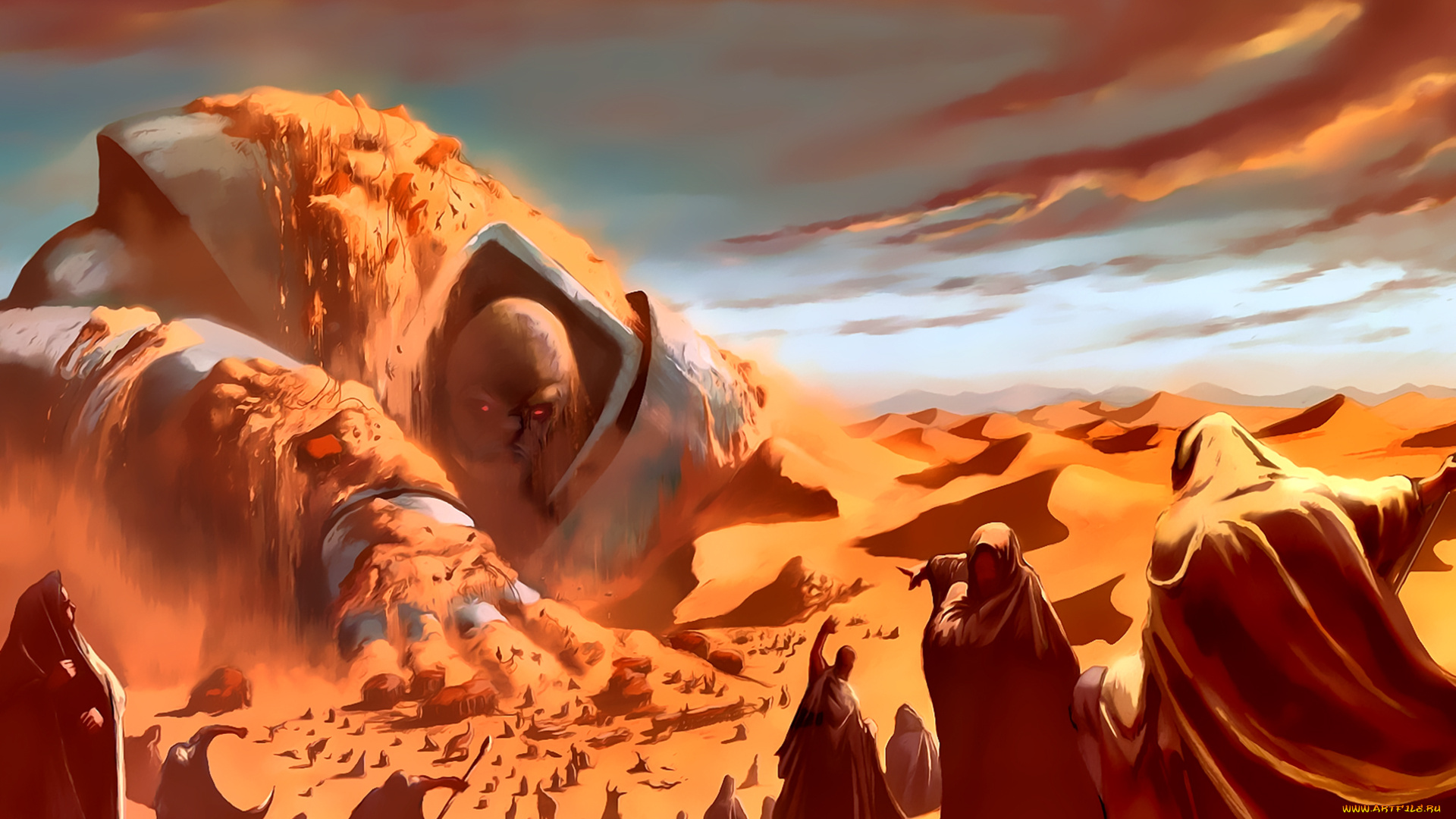 календари, фэнтези, песок, робот, 2019, calendar, люди, пустыня