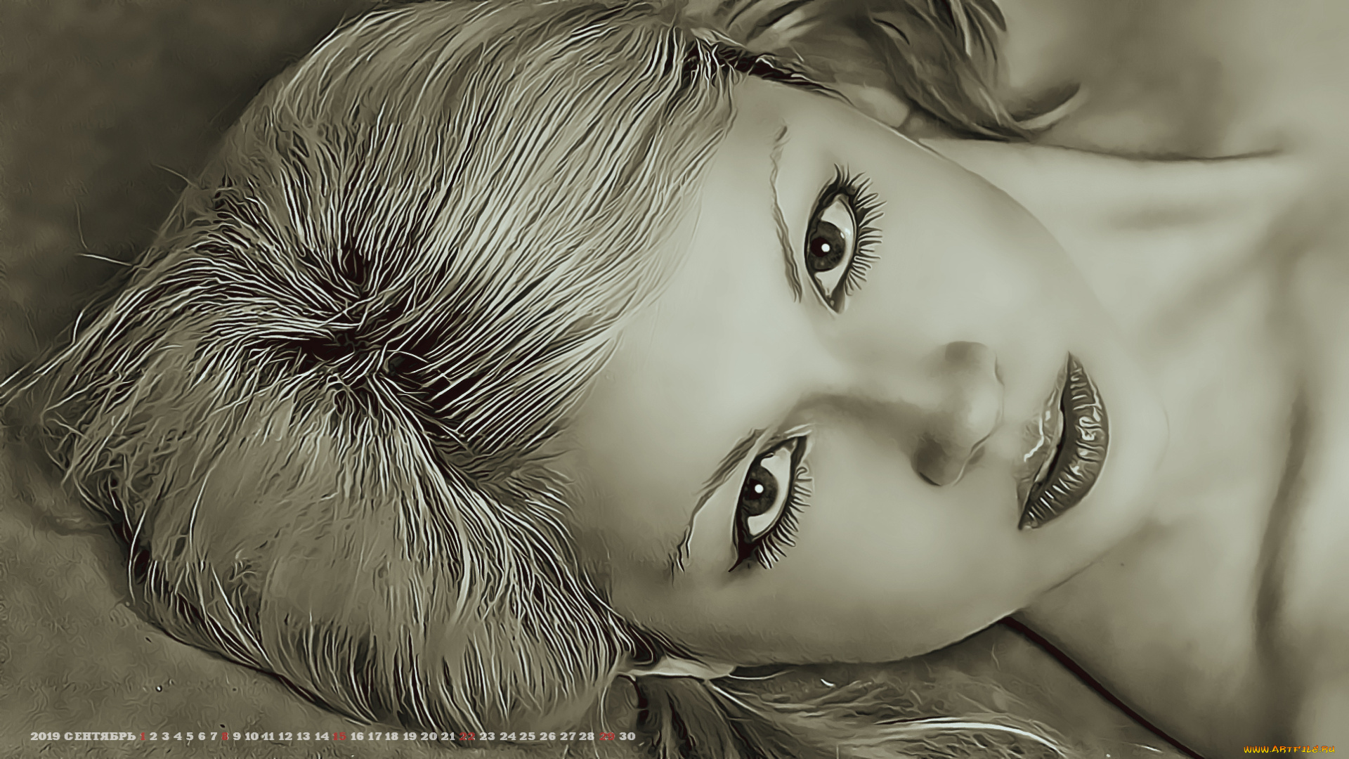 календари, компьютерный, дизайн, 2019, calendar, женщина, девушка, лицо, взгляд, блондинка