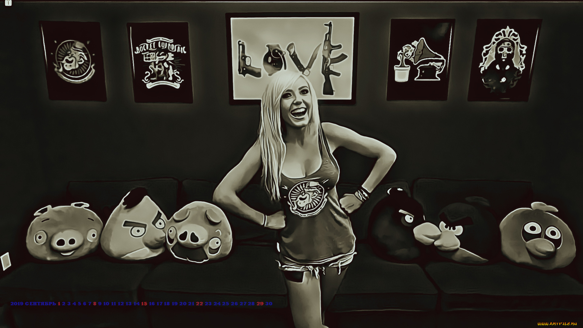 календари, компьютерный, дизайн, 2019, calendar, женщина, смех, девушка, картина, игрушка