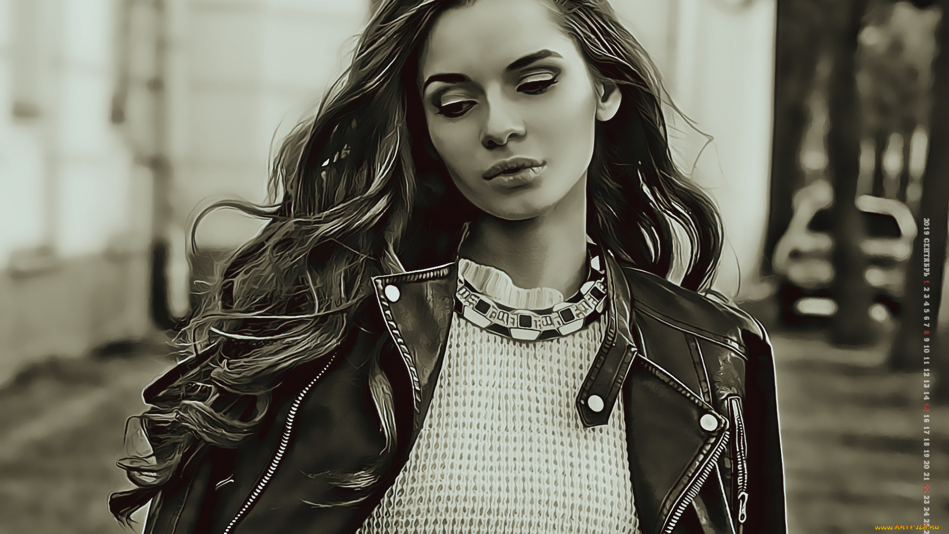 календари, компьютерный, дизайн, 2019, женщина, calendar, куртка, девушка, улица