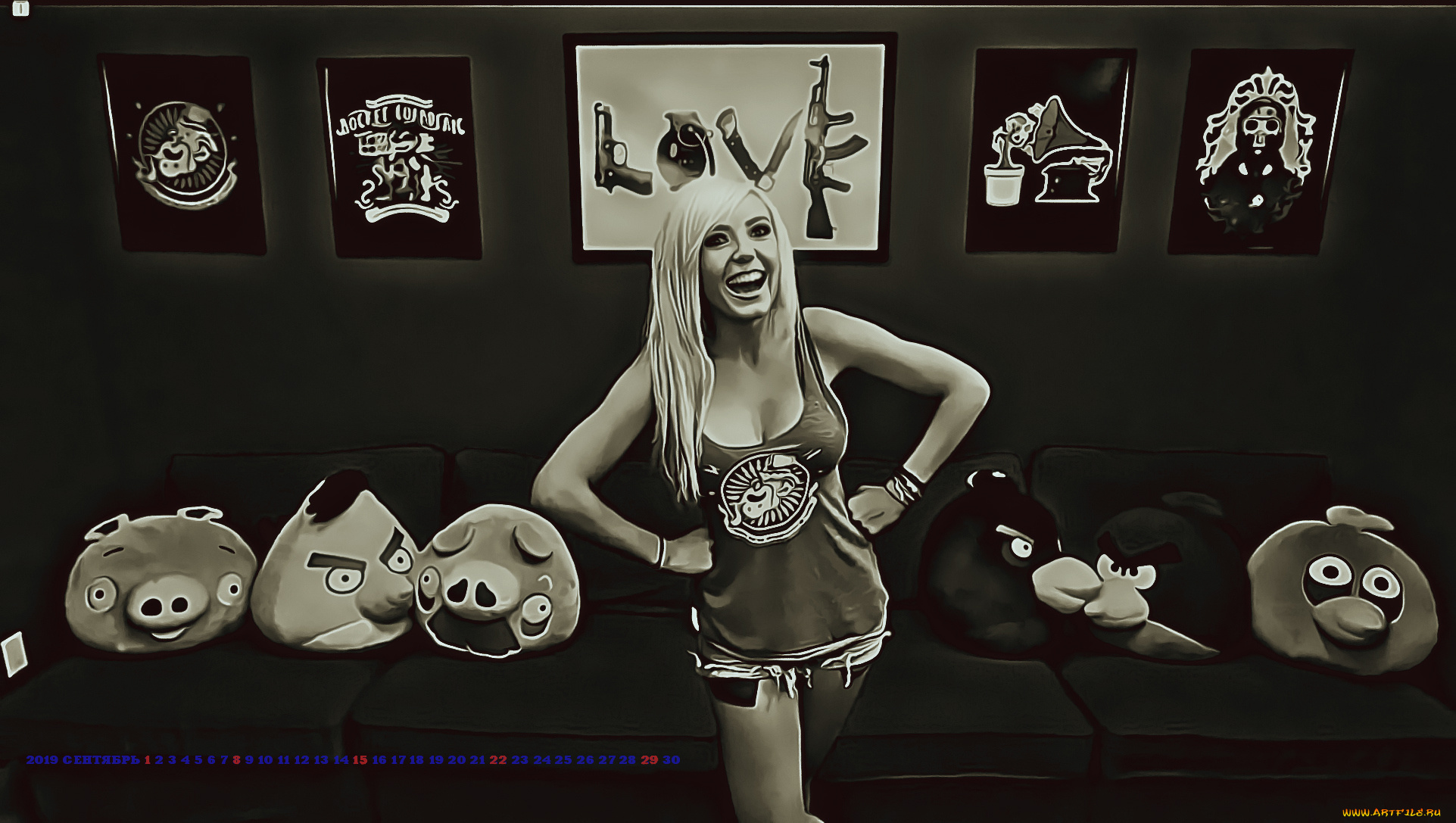 календари, компьютерный, дизайн, 2019, calendar, женщина, смех, девушка, картина, игрушка