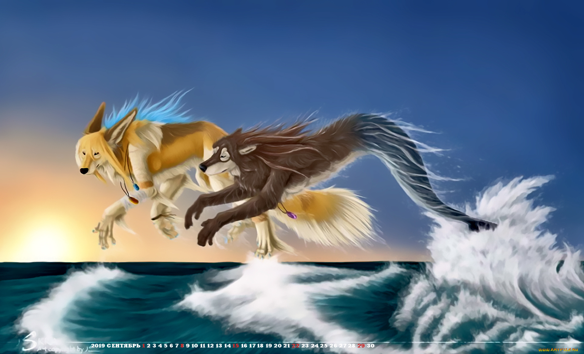 календари, фэнтези, 2019, calendar, существо, водоем, животное