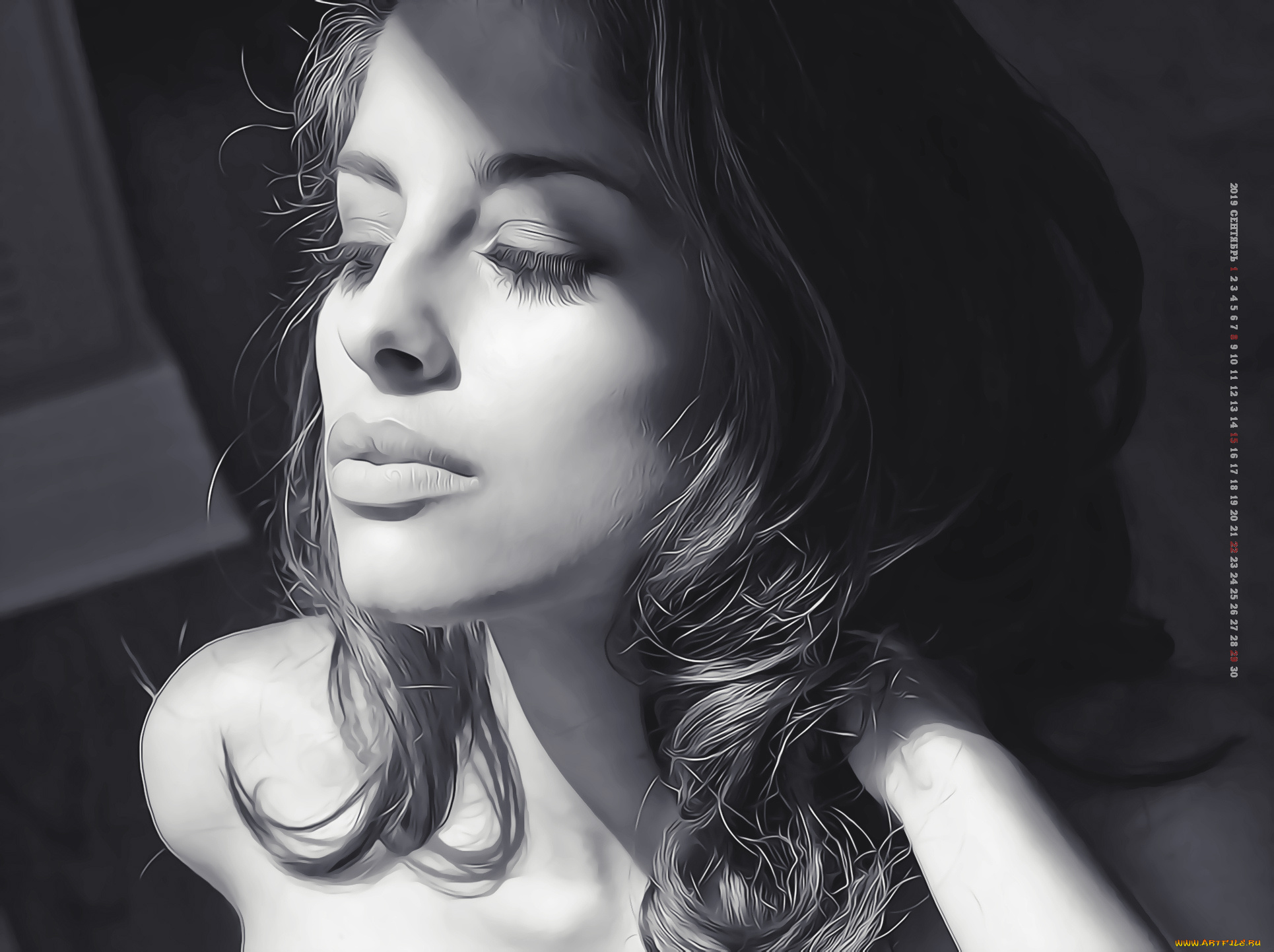 календари, компьютерный, дизайн, женщина, девушка, лицо, calendar, 2019