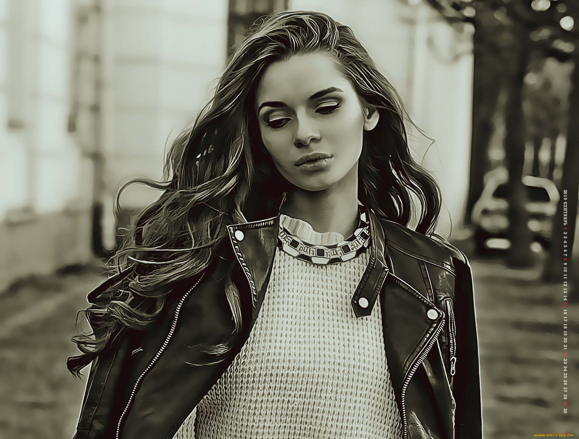 календари, компьютерный, дизайн, 2019, женщина, calendar, куртка, девушка, улица