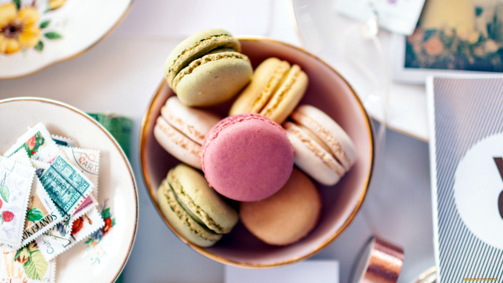 еда, макаруны, лакомство, печенье, ассорти