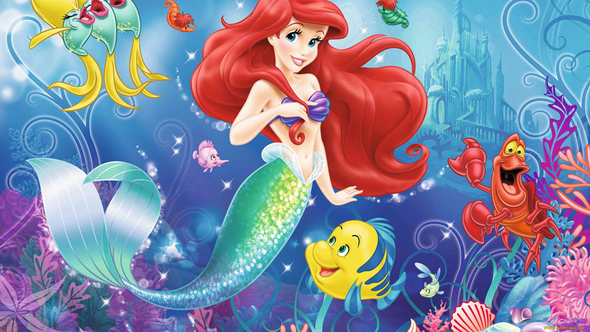 мультфильмы, the, little, mermaid, русалочка, рыбы, ариэль